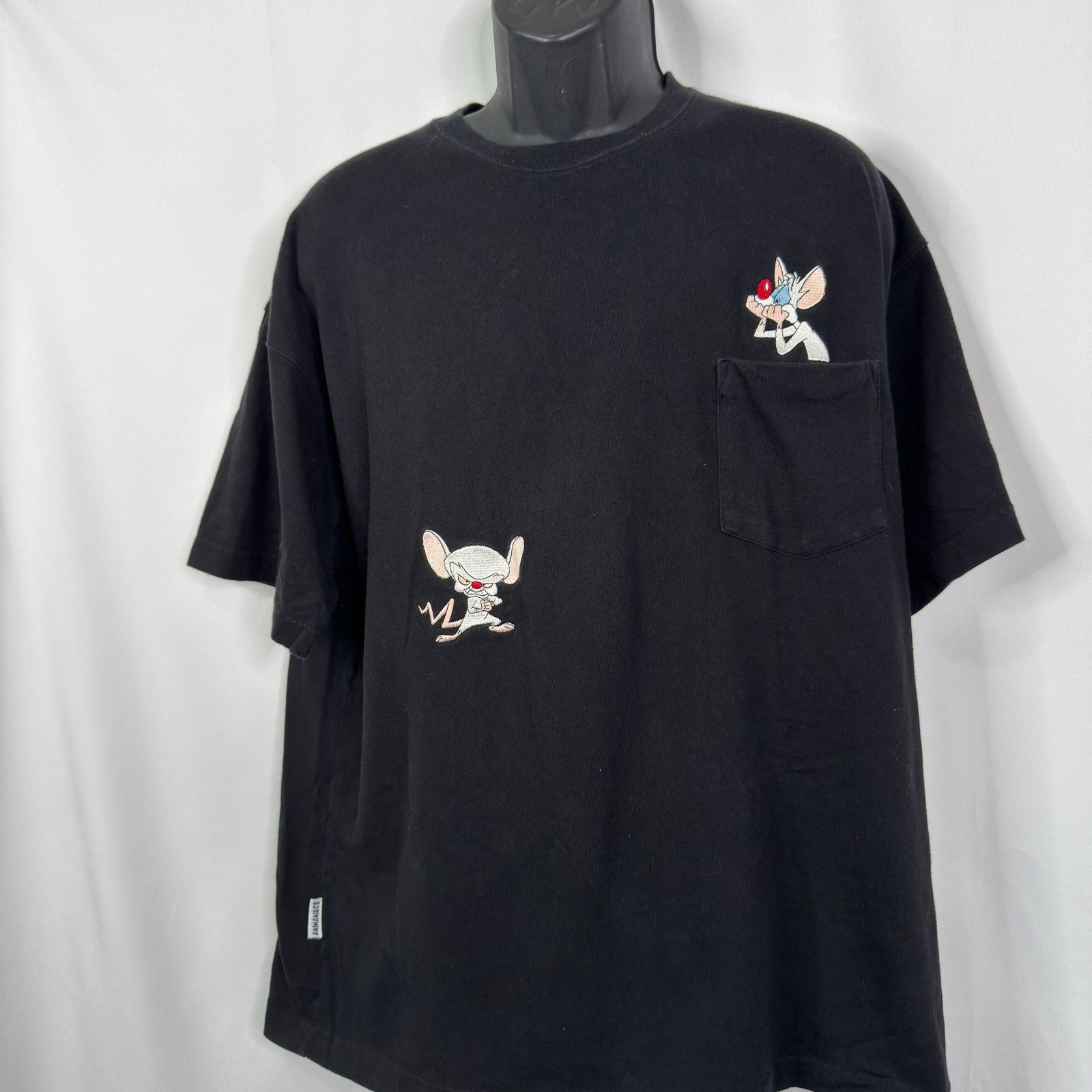 Warner Bros VTG 1995 Animaniacs Pinky and the Brain Embroidered Tee Size US XL / EU 56 / 4 - 8 Thumbnail