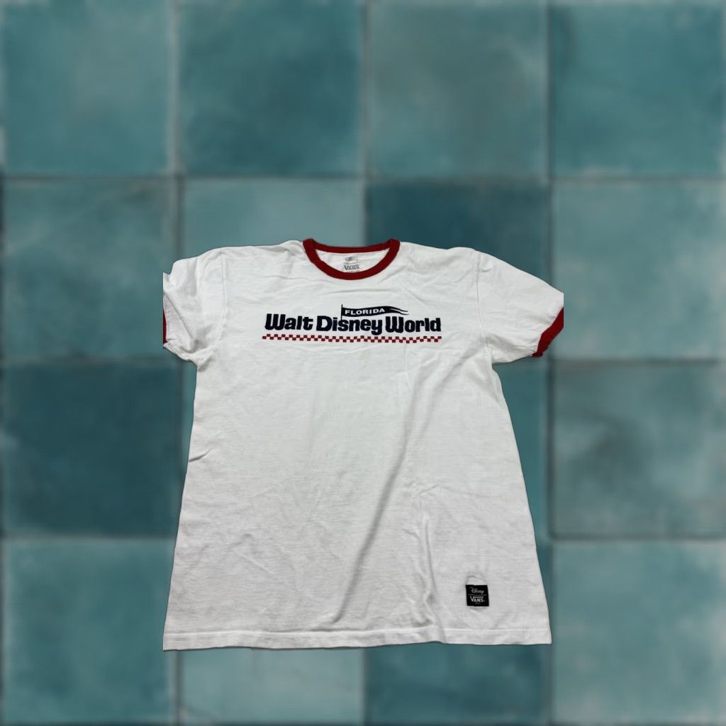 Vans Walt Disney World Vans Shirt Mens Large White Red Ringer Tee Checkerboard Size US L / EU 52-54 / 3 - 1 Thumbnail
