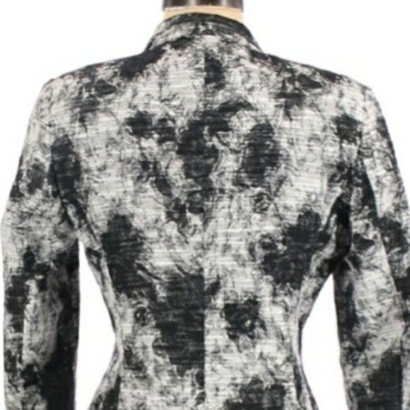 Italian Fitted Blazer Sz 8 Black Ink Blot Single Breasted Ar