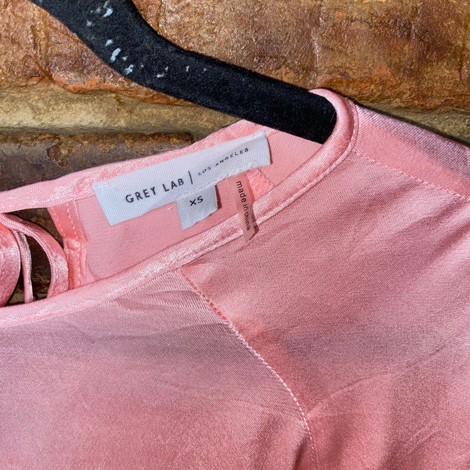 Other Grey Lab Pink Balloon Sleeve Tie-Back Crop Cropped Top XS Size XS / US 0-2 / IT 36-38 - 4 Thumbnail