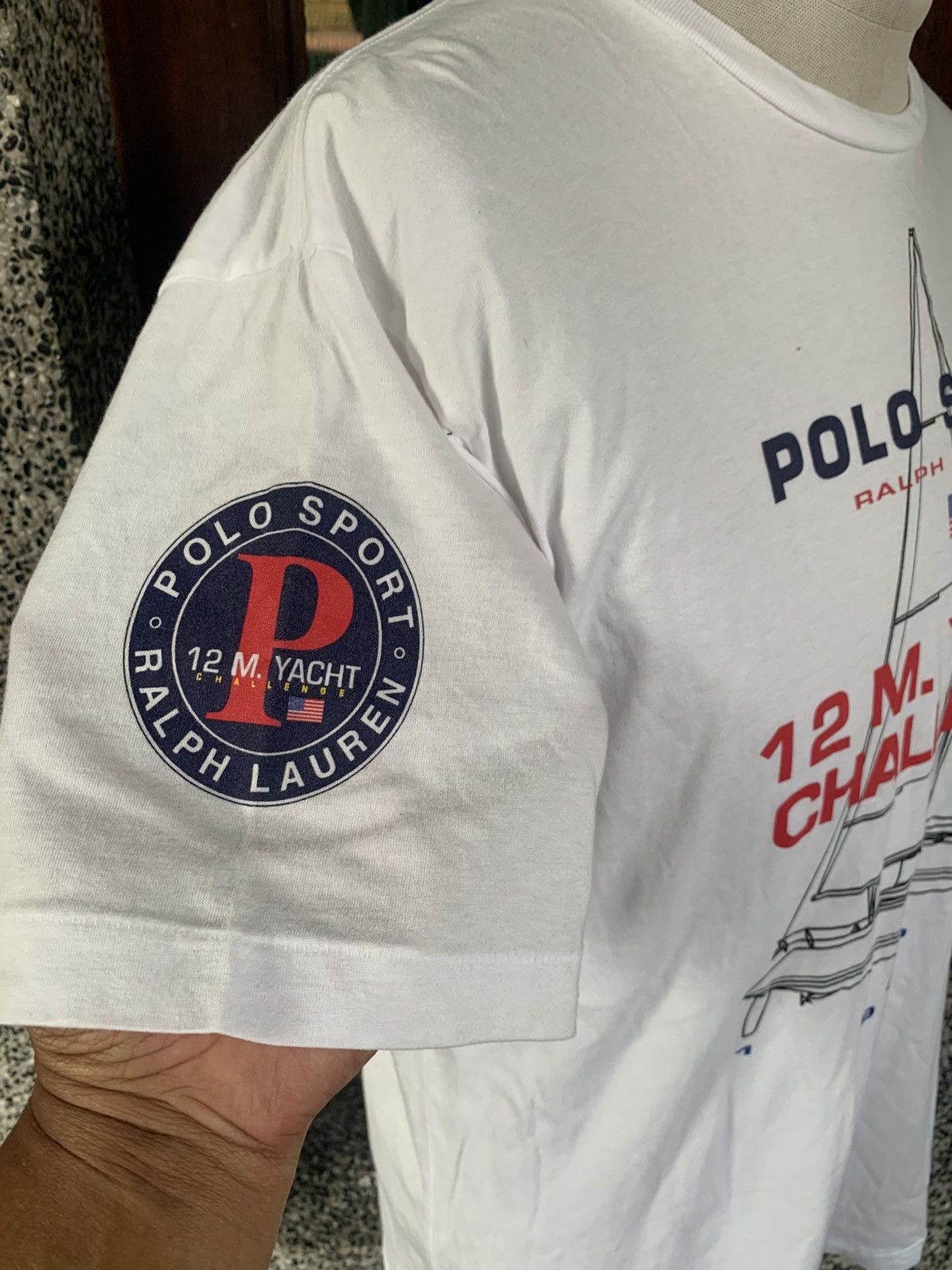 Polo Ralph Lauren × Vintage Vintage 90s Polo Sport Ralph Lauren 12 M Yacht Challenge Tee Size US L / EU 52-54 / 3 - 5 Thumbnail