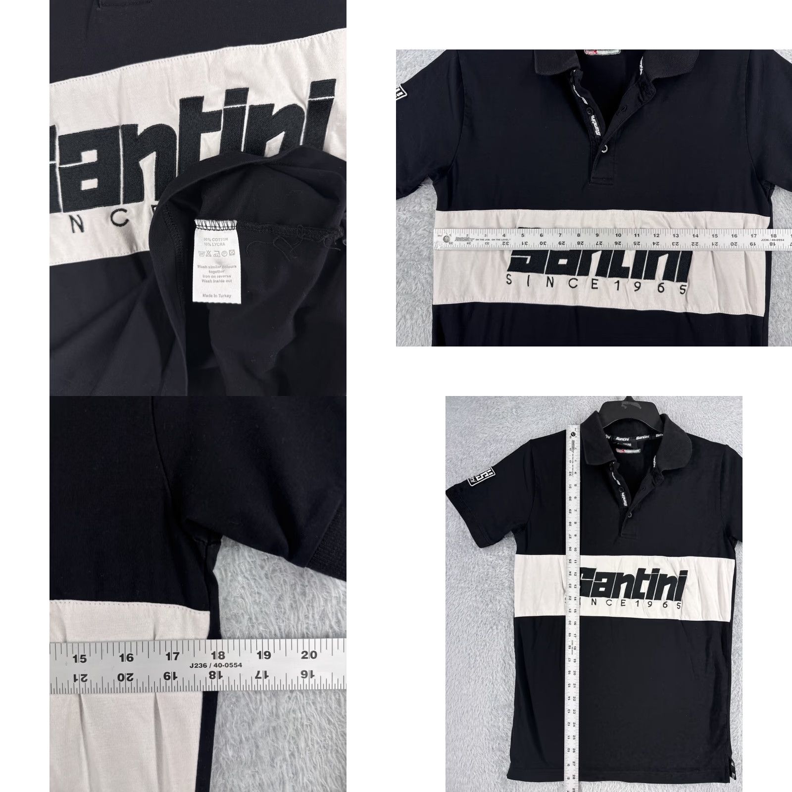 Vintage Santini Polo Shirt Men Small Black White Cycling Gear Cotton Blend Shirt Mens Polo Size US S / EU 44-46 / 1 - 8 Thumbnail