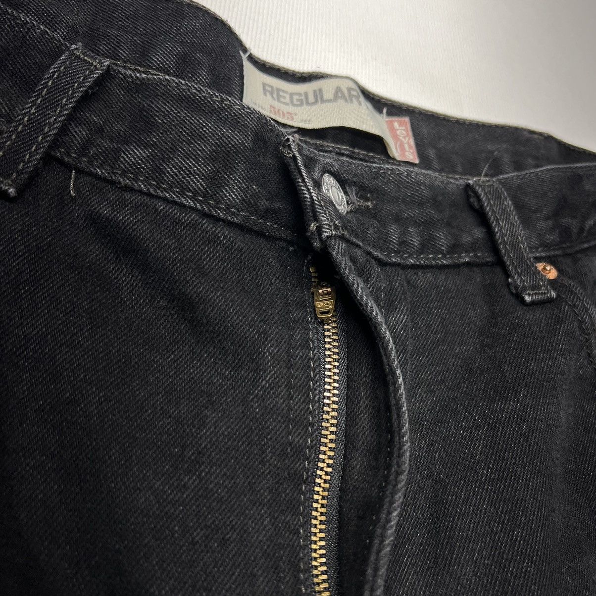 Levi's × Vintage Levis Jeans Black 505 Regular Fit Straight Denim Faded Size US 38 / EU 54 - 6 Thumbnail