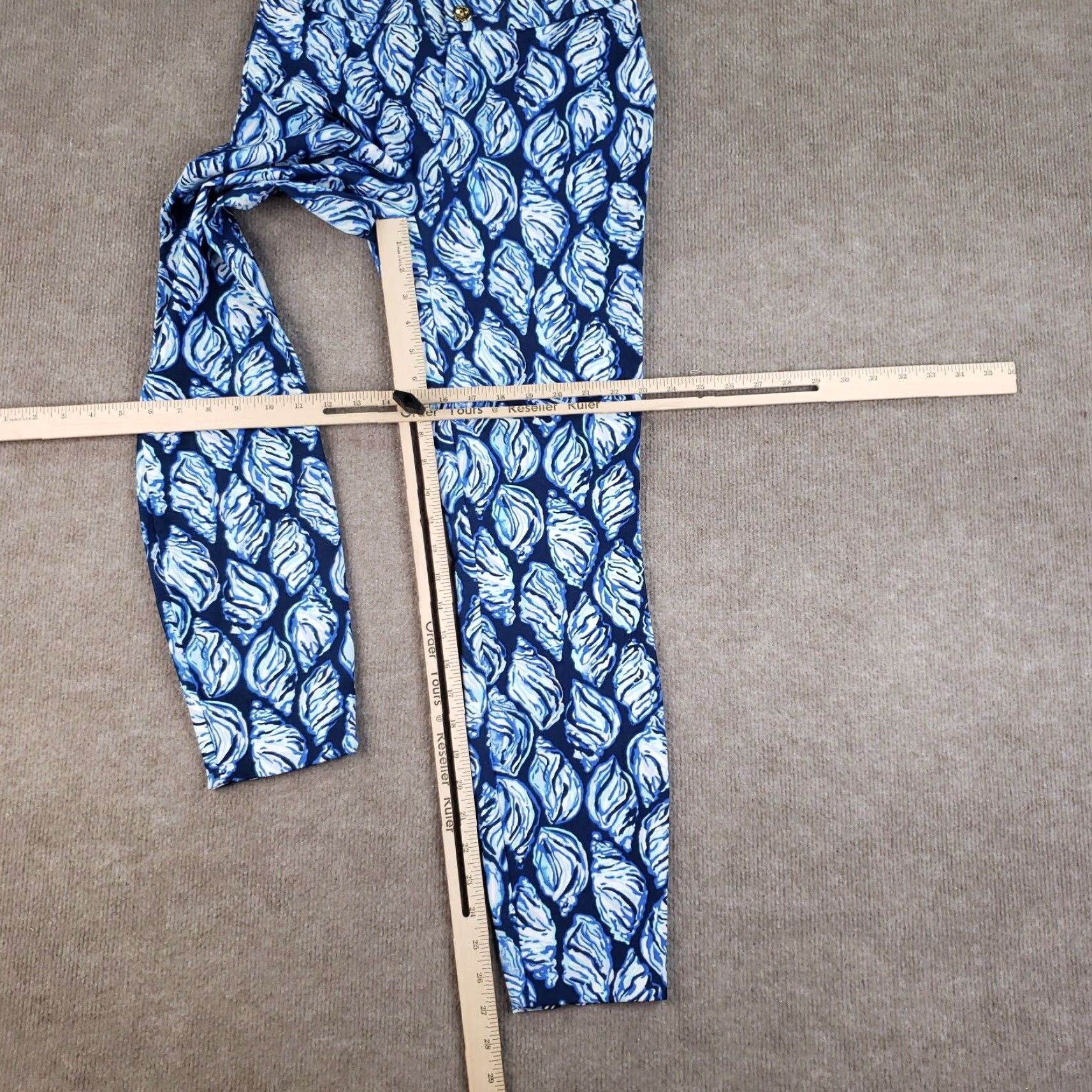 Lilly Pulitzer Lilly Pulitzer Pants Womens 2 Blue Seashells Beach Crop Cropped Stretch Size 26" / US 2 / IT 38 - 2 Thumbnail