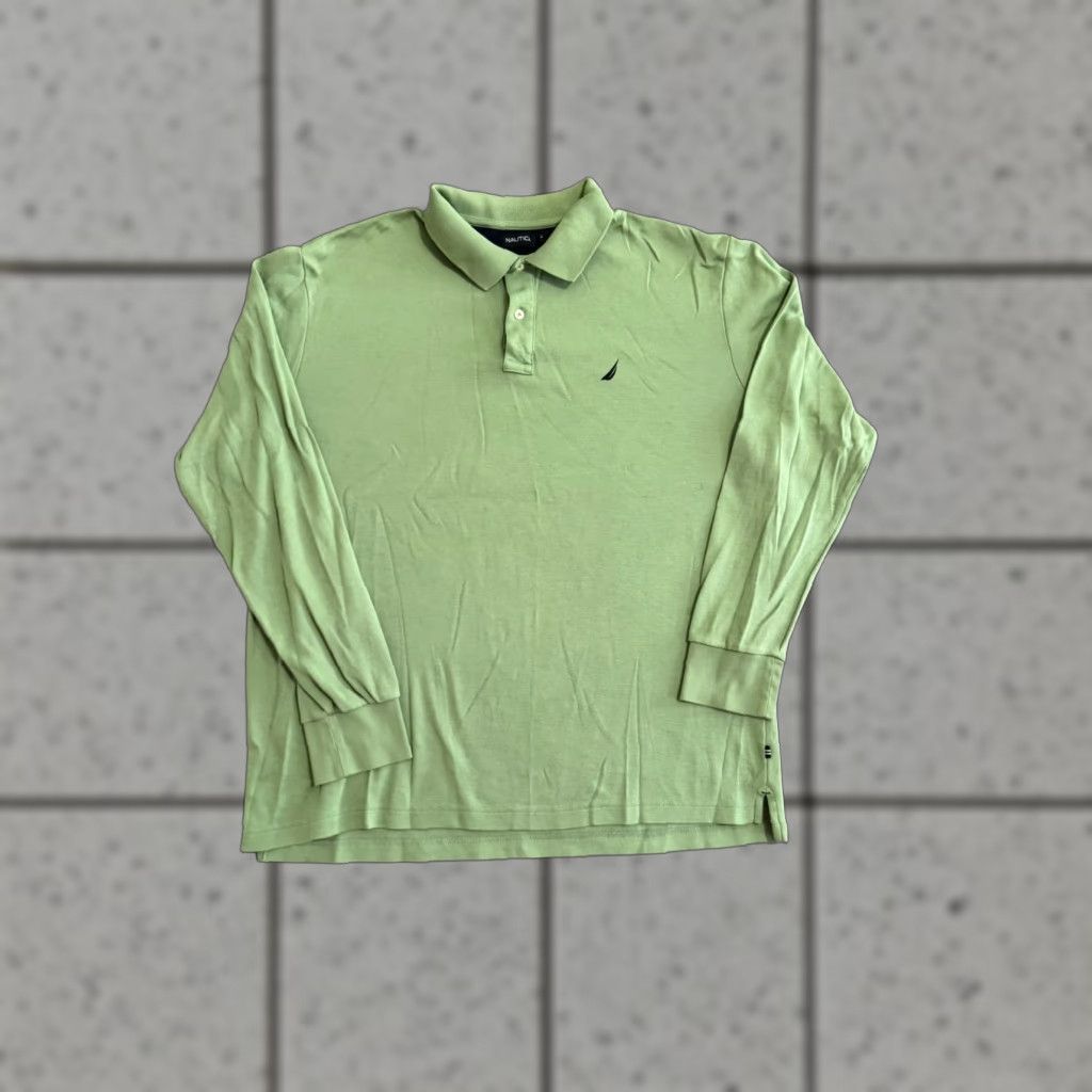 Nautica Nautica Polo Shirt Mens XL Green Striped Long Sleeve Sail Logo Preppy Casual Shirt Size US XL / EU 56 / 4 - 1 Thumbnail