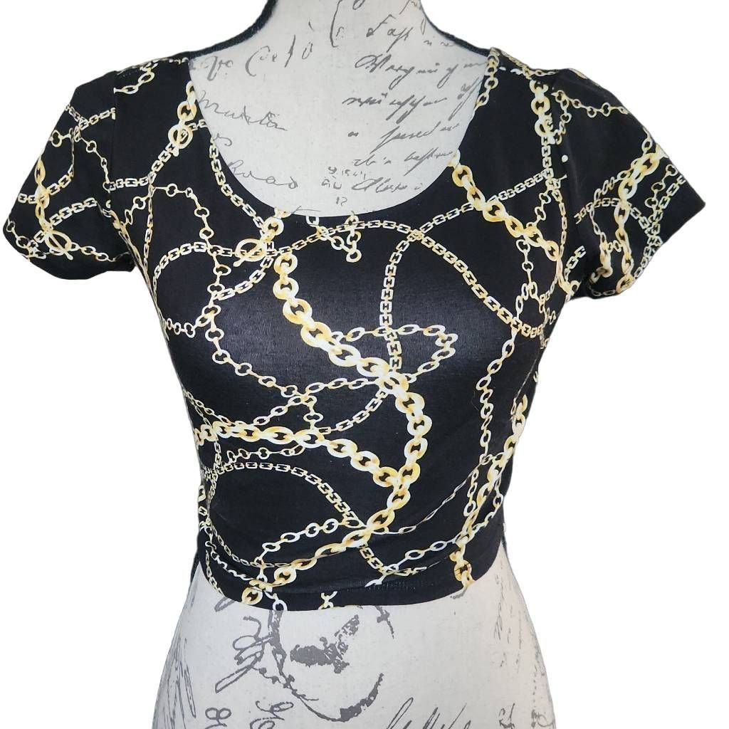 Forever 21 Forever 21 Women's Size Medium Black Gold Chain Print Short Size M / US 6-8 / IT 42-44 - 1 Thumbnail