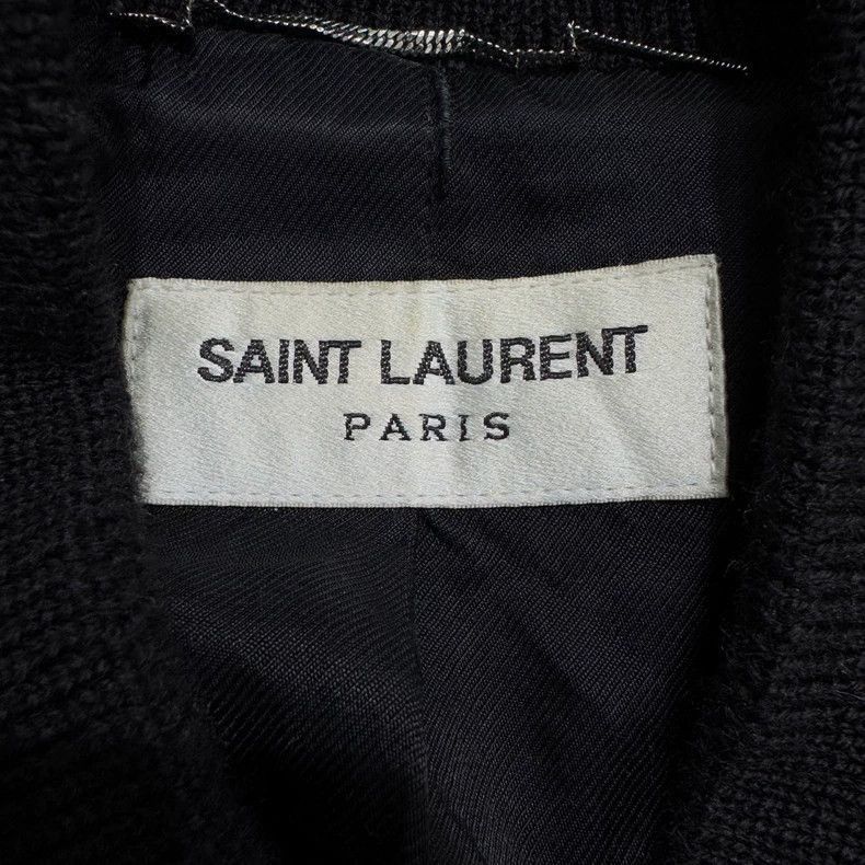 Saint Laurent Paris SLP Black White Leather Patchwork Varsity Jacket- Size US M / EU 48-50 / 2 - 2 Thumbnail