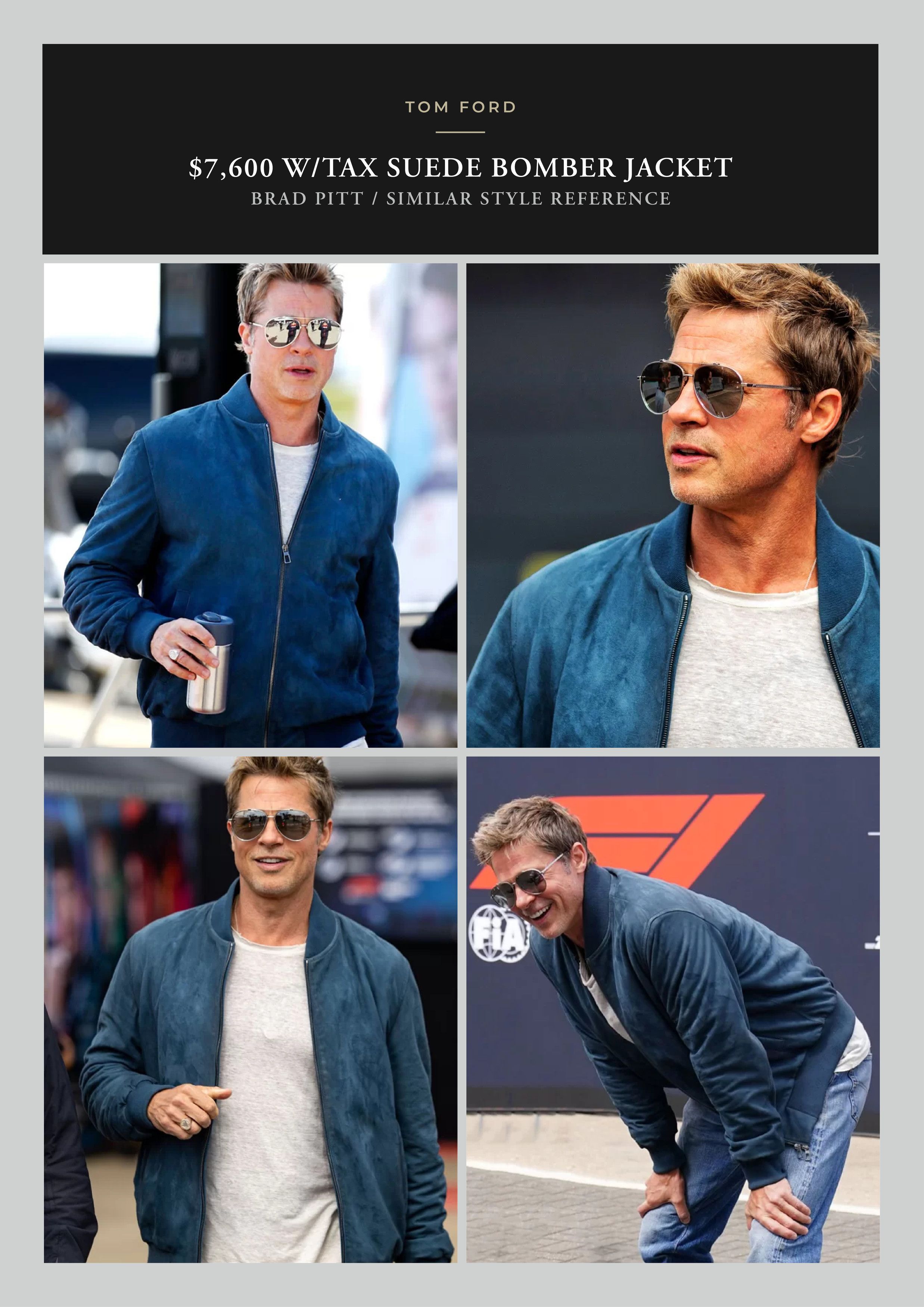 Tom Ford Coveted Rare $7,600 w/tax Cerulean Suede Bomber Jacket Size US XL / EU 56 / 4 - 5 Thumbnail