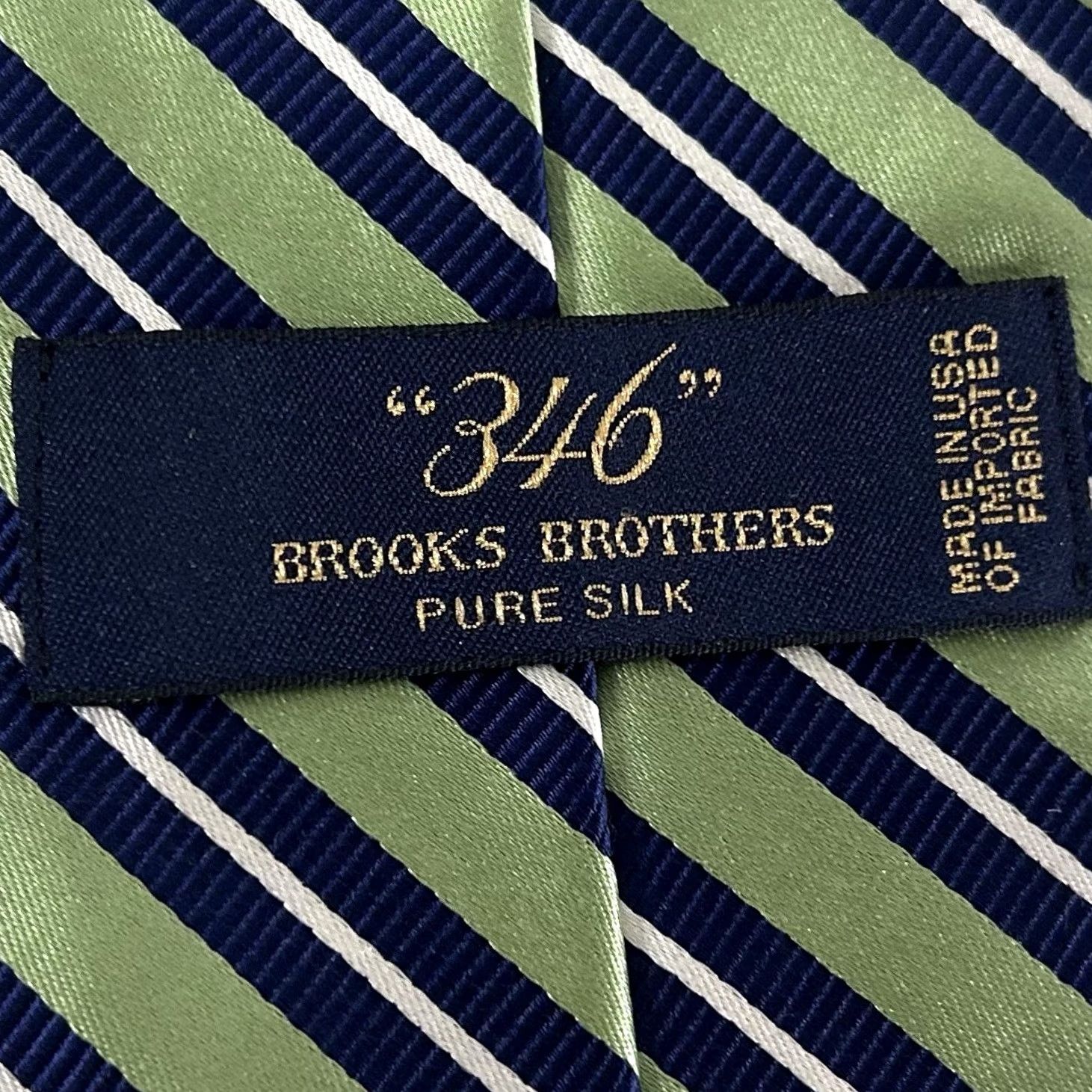 Brooks Brothers Brooks Brothers 346 100% Silk Necktie Striped Green Blue White 3.5 x 60.5 Size ONE SIZE - 3 Thumbnail