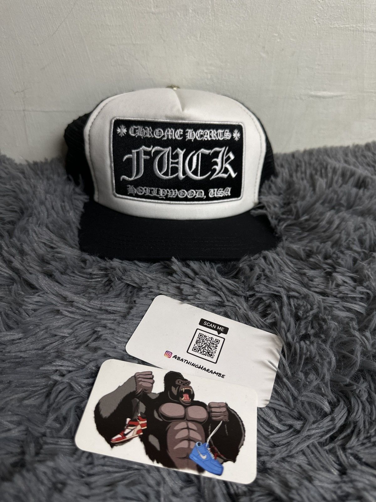 Chrome Hearts Chrome Hearts FUCK Hollywood Trucker Hat White Size ONE SIZE - 2 Thumbnail