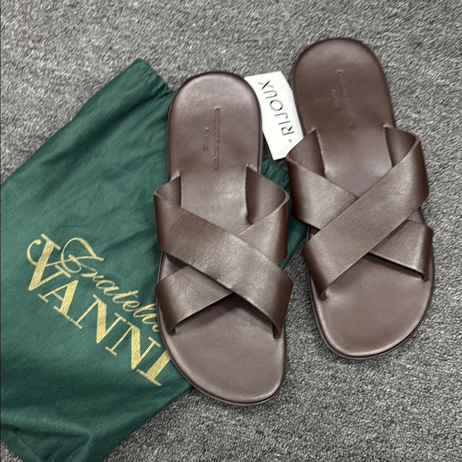 NWT Fratelli vanni for rijoux Brown Leather Sandals 12 EU 45