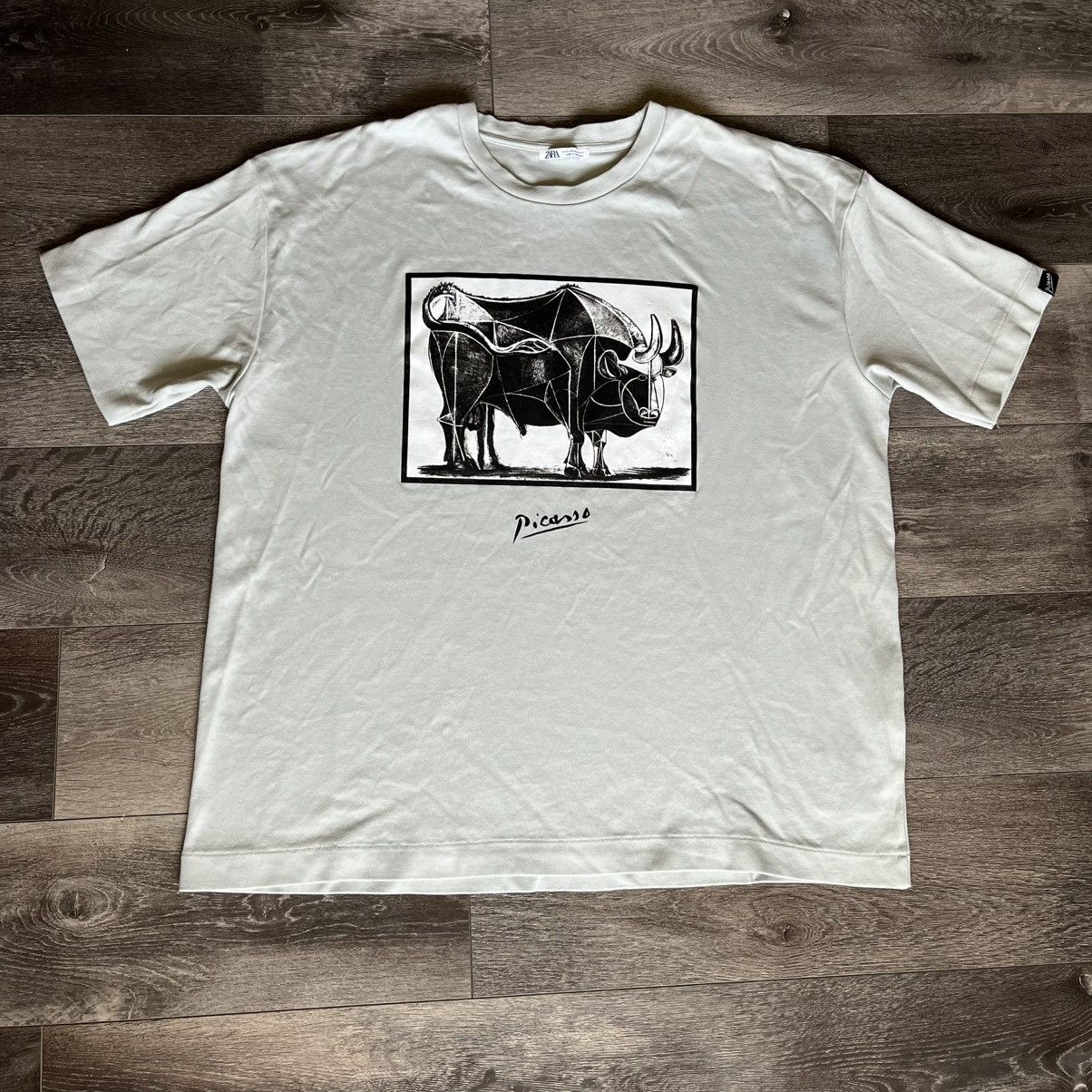 Zara Vintage Style Zara Pablo Picasso The Bull La Taureau T Shirt Size US XL / EU 56 / 4 - 1 Thumbnail