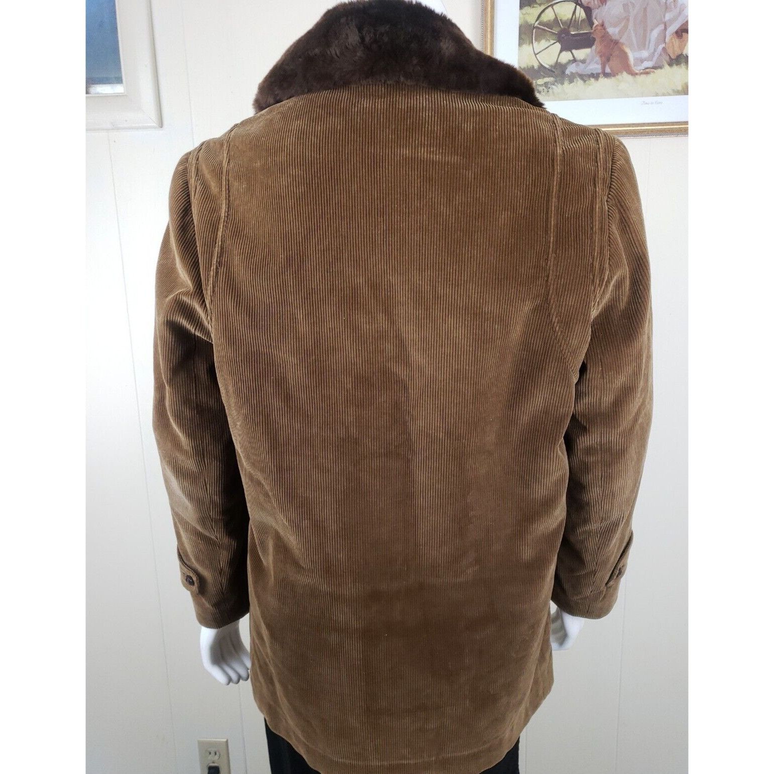 Vintage Vtg Corduroy Rancher Jacket Mens 42 Brown Faux Fur Collar Co Size US M / EU 48-50 / 2 - 4 Thumbnail