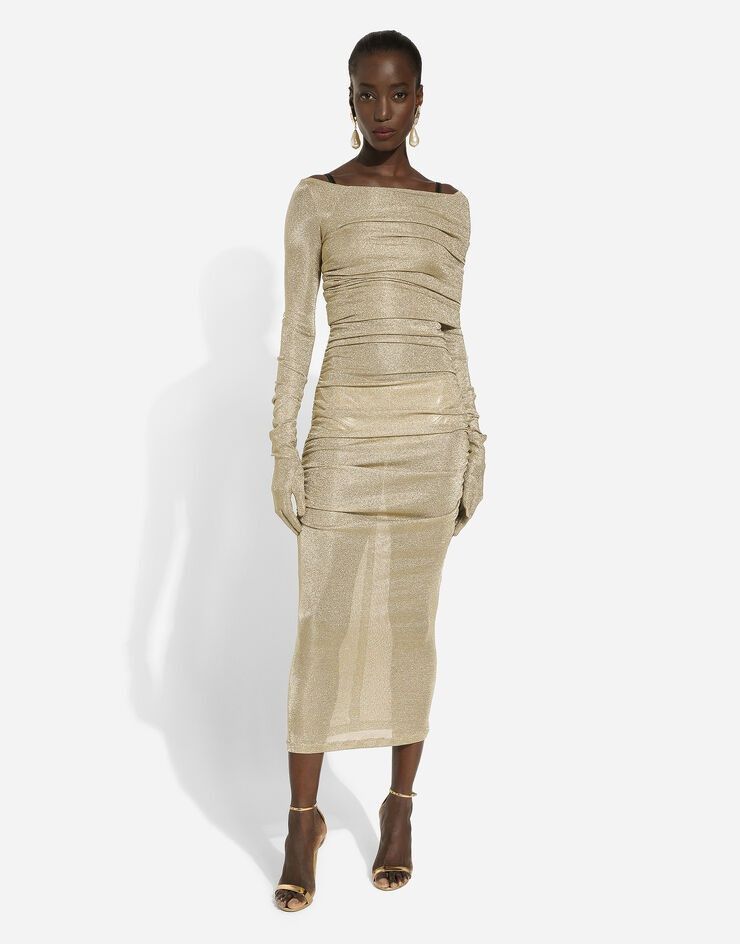 Dolce & Gabbana o1y0825 Midi Dress in Gold Size M / US 6-8 / IT 42-44 - 3 Thumbnail