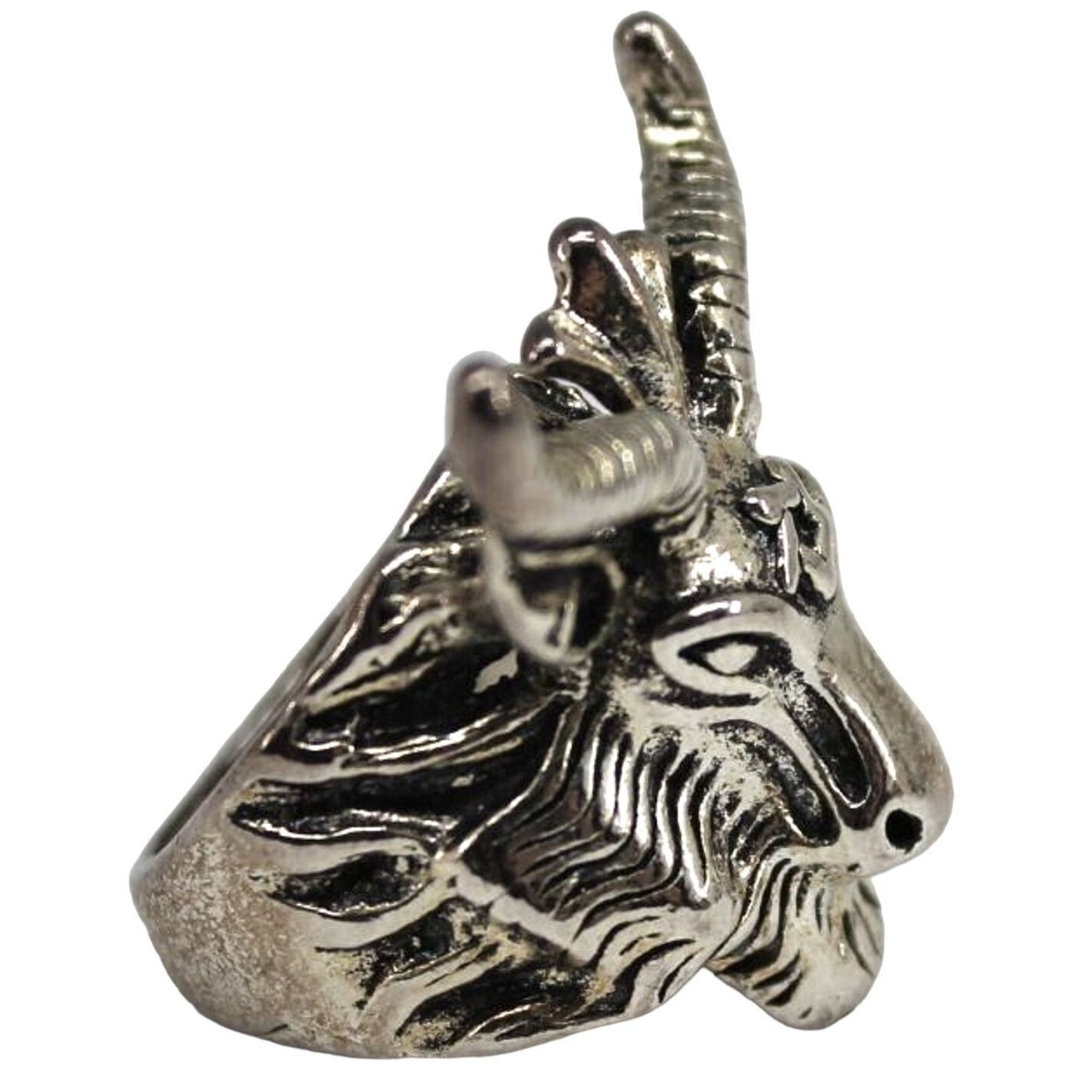 Other Gothic Goat's Head Ring • 3D Silvertone • Size 7 •1.25" Long Size ONE SIZE - 2 Thumbnail