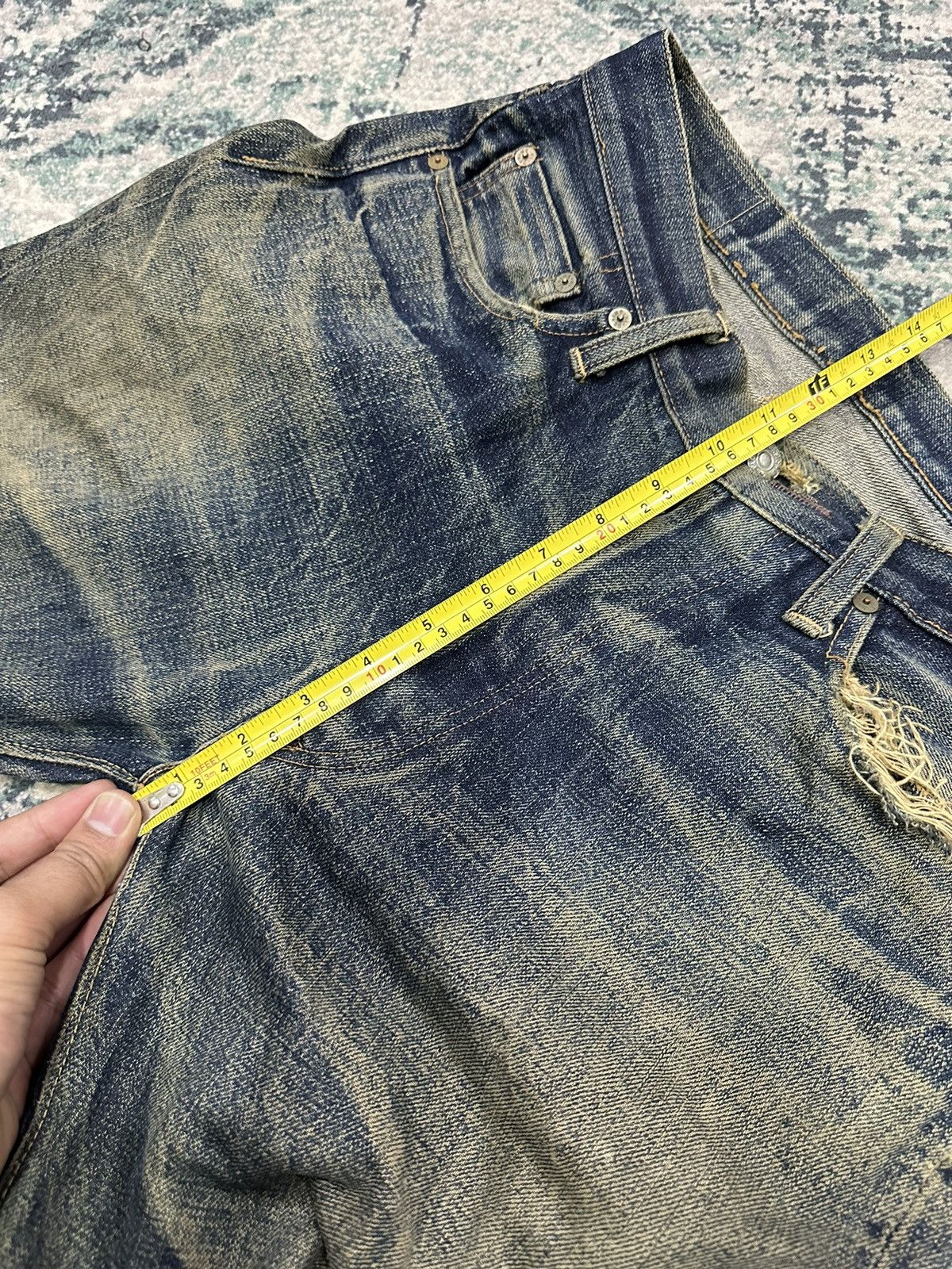 Denime Vintage Denime Faded Honeycomb Selvedge Distressed Jeans Size US 30 / EU 46 - 16 Thumbnail