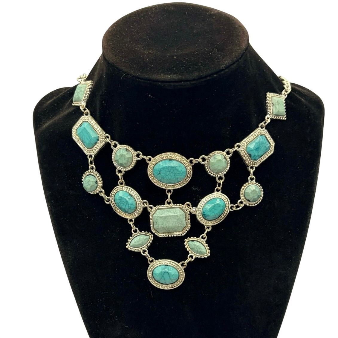 Other Western Turquoise & Silver Multi Oval Necklace Size ONE SIZE - 1 Thumbnail
