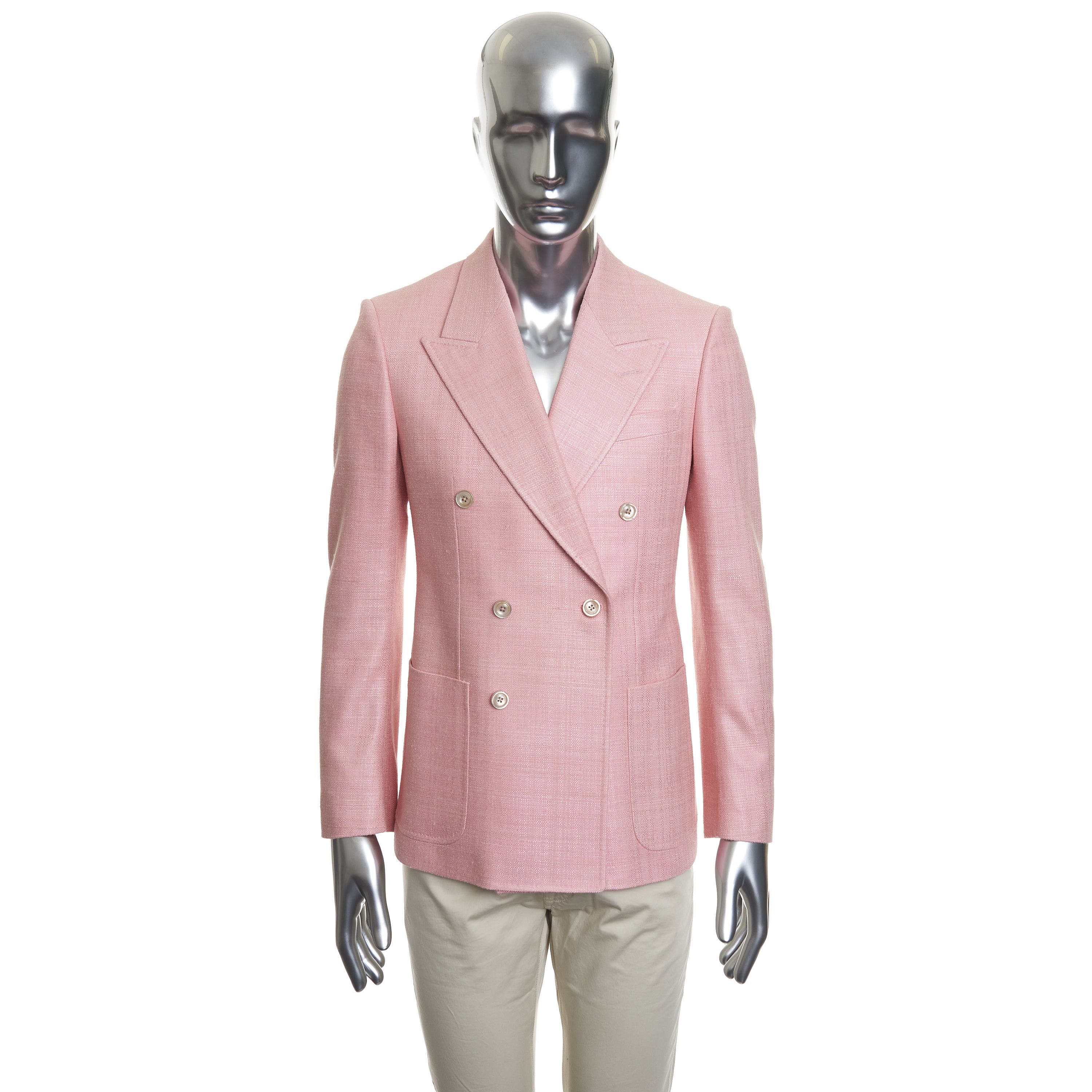 Gucci Double Breasted Blazer Jacket In Pink Bourette Silk Size 36R - 2 Thumbnail