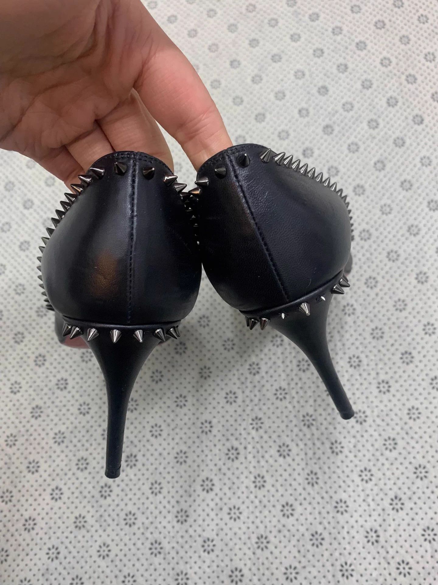 Christian Louboutin CL black studded heels size 36 new Size US 5.5 / IT 35.5 - 3 Thumbnail