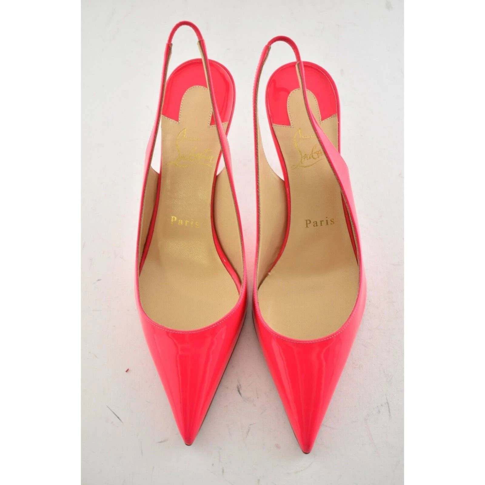 Christian Louboutin Christian Louboutin Clare Sling 80 Rose Pink Patent Fluo Size US 6 / IT 36 - 7 Thumbnail