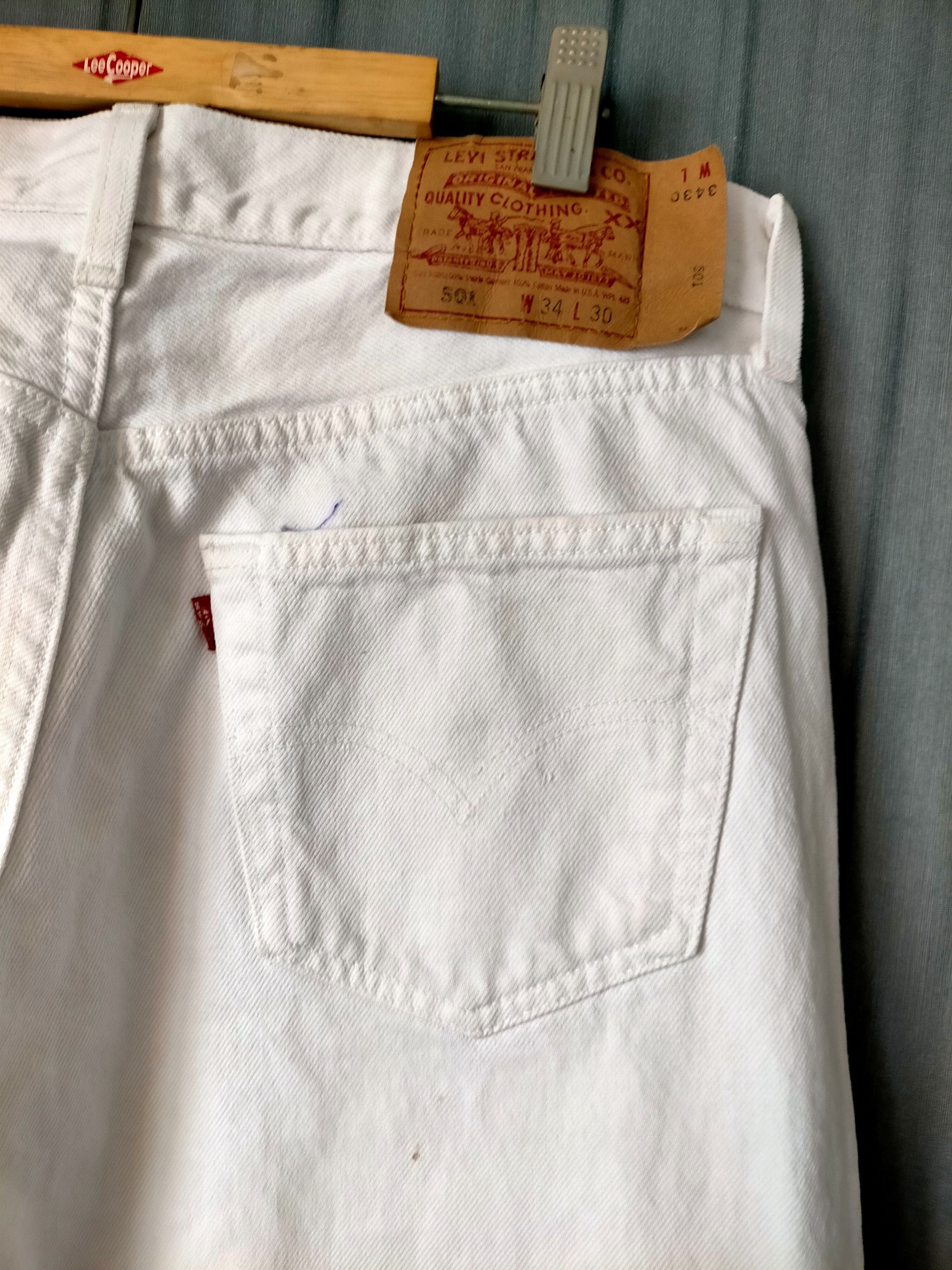 Levi's Vintage Clothing Vintage Levis 501 Usa Button Fly White Jeans Size US 33 - 12 Thumbnail