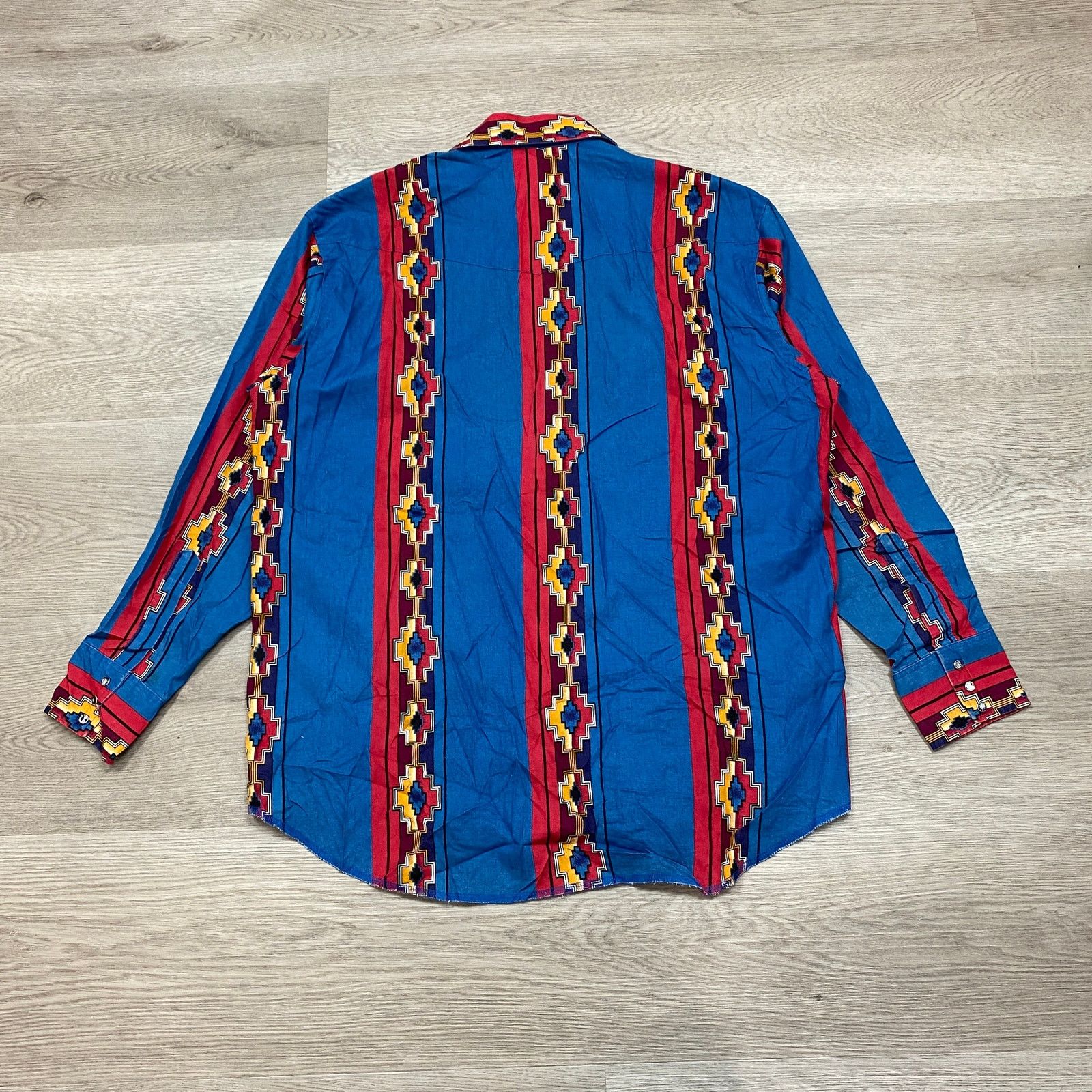 Vintage × Wrangler VTG Wrangler Aztec Brushpopper Western Pearl Snap Men's XL Size US XL / EU 56 / 4 - 3 Thumbnail