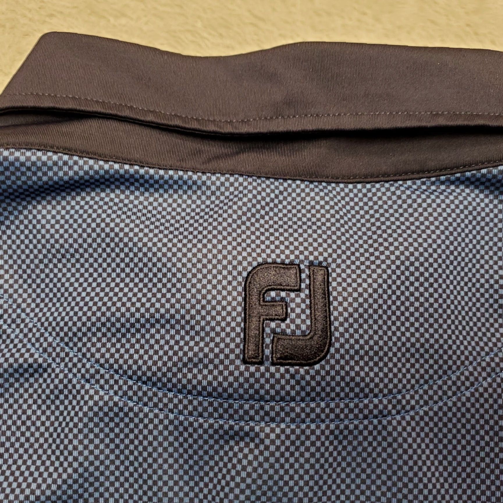 Footjoy FootJoy Polo Shirt Men L Blue Micro Check Polyester Stretch Golf Performance Size US L / EU 52-54 / 3 - 7 Thumbnail