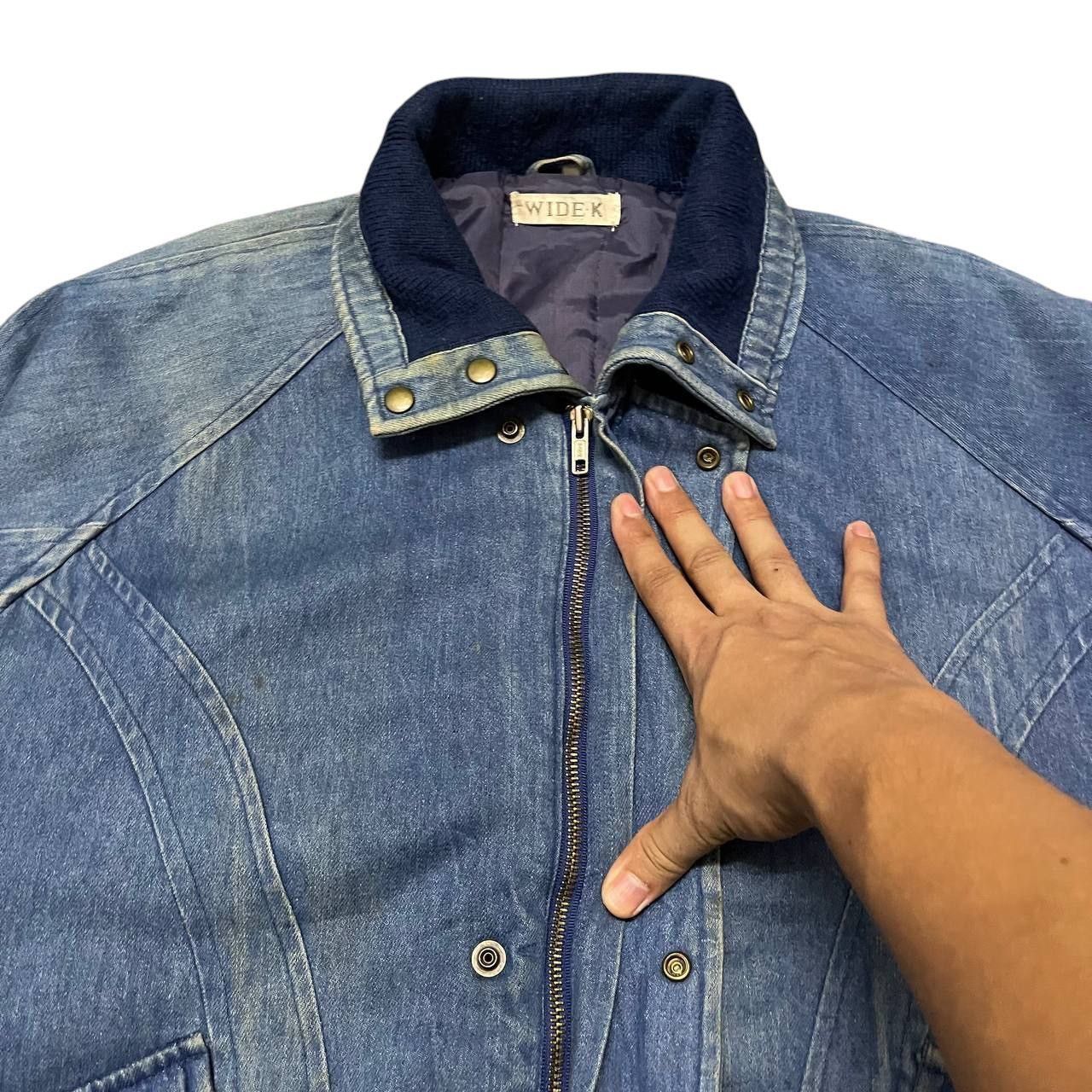 Japanese Brand Vintage Issey Miyake Inspired Wide K Denim Bomber Jacket Size US M / EU 48-50 / 2 - 7 Thumbnail