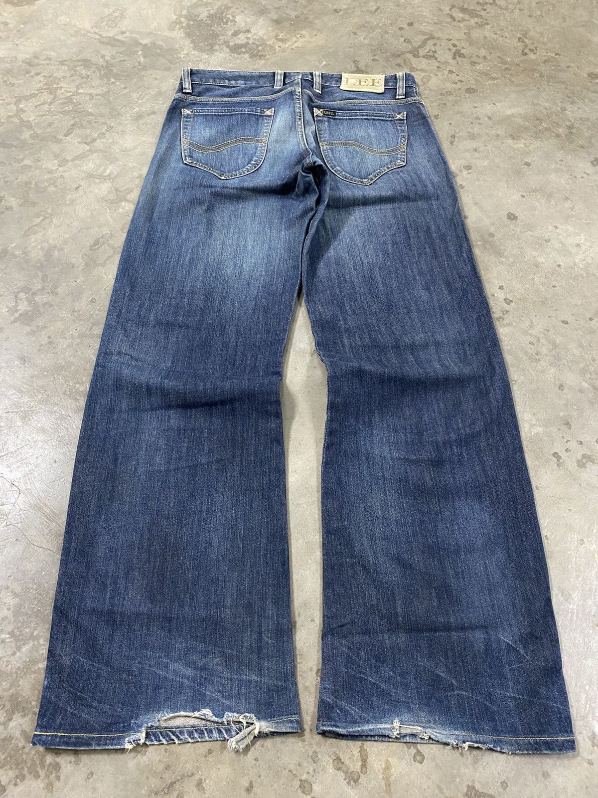Lee Baggy Flare Vintage Lee Blue Distressed Denim @313 Size US 34 / EU 50 - 1 Thumbnail