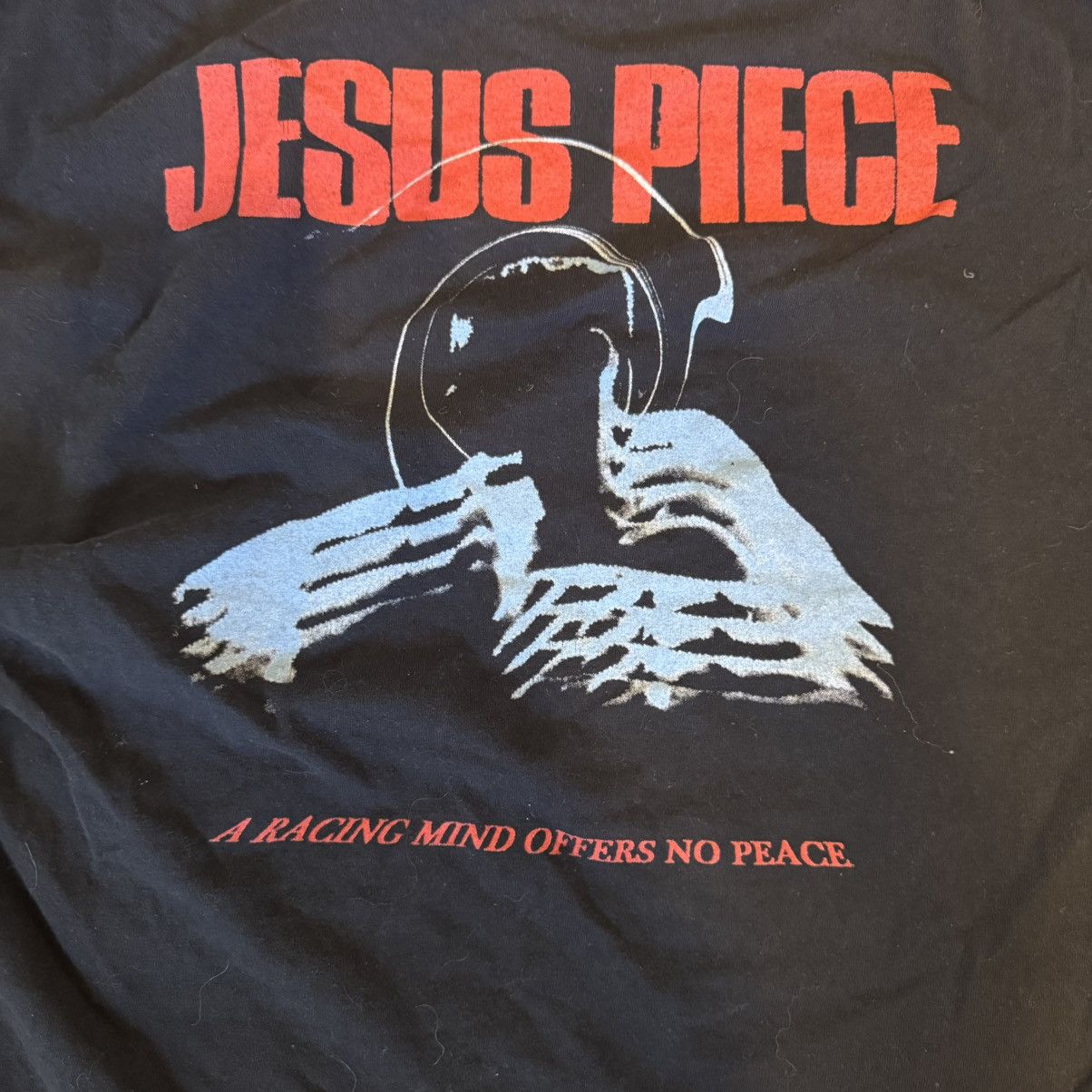 Gildan jesus piece 'a raging mind offers no peace' t shirt - black Size US XL / EU 56 / 4 - 3 Thumbnail