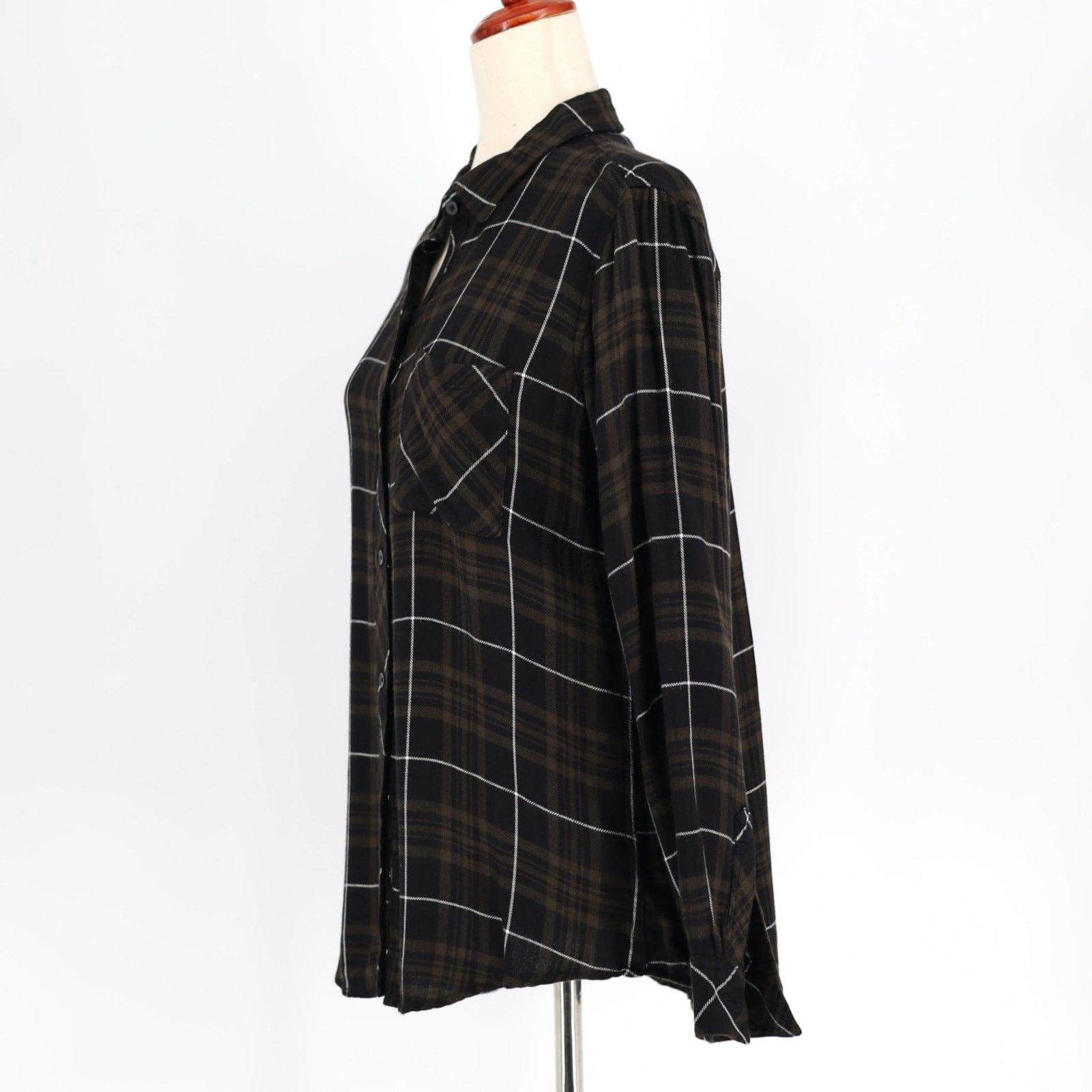 Rails Rails Women Olive Carbon Plaid Oversize Button Shirt Size S Size S / US 4 / IT 40 - 4 Thumbnail