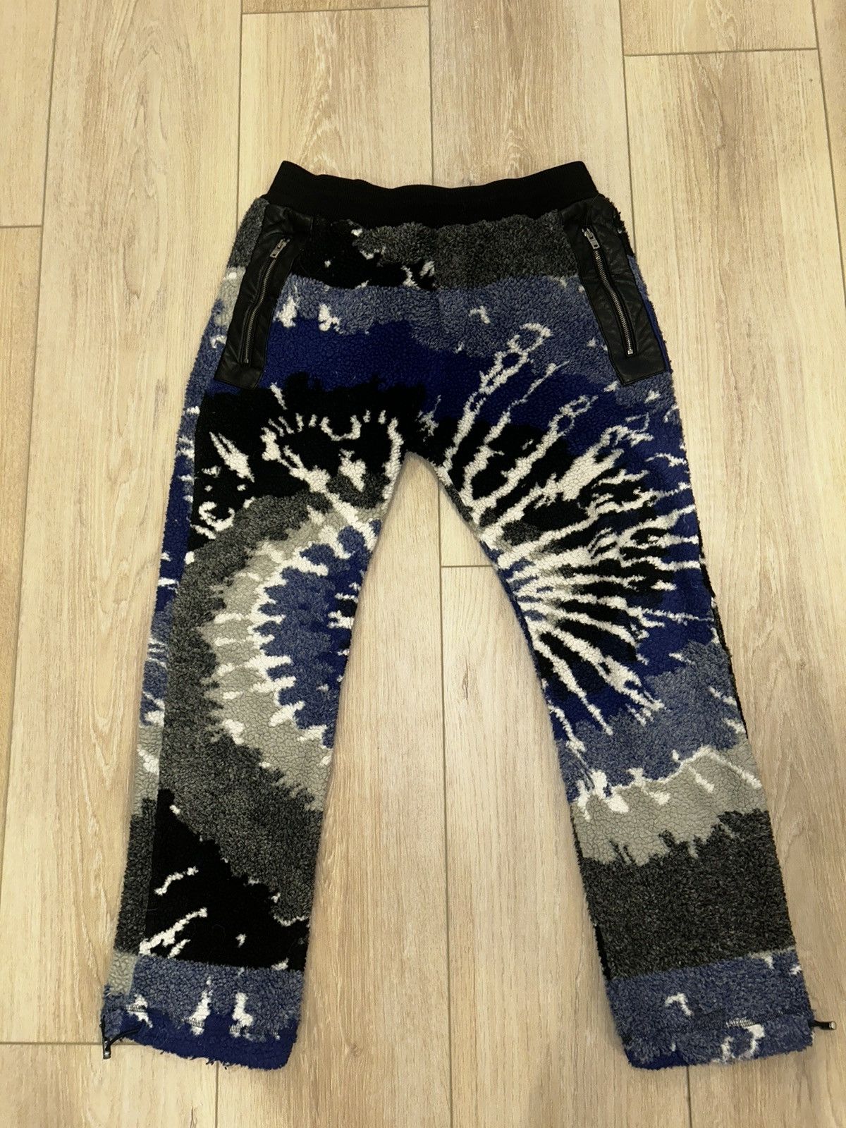 Amiri Amiri TieDye Leather Trim Wool Teddy Joggers MSRP $1070+Tax Size US 34 / EU 50 - 1 Thumbnail