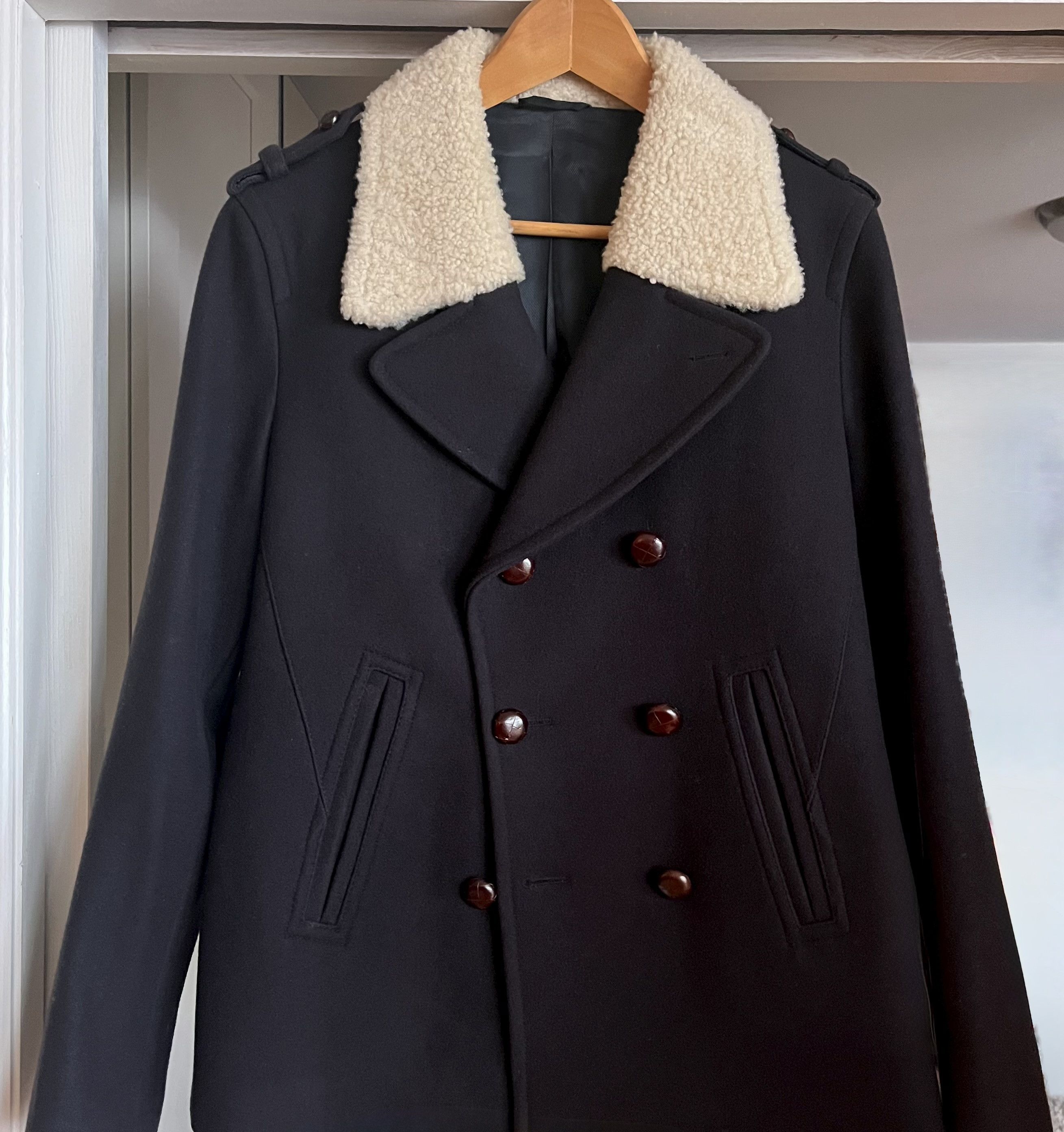 Neil Barrett LAST DROP $1985 Neil Barrett Wool Peacoat Shearling Collar Size US S / EU 44-46 / 1 - 1 Thumbnail