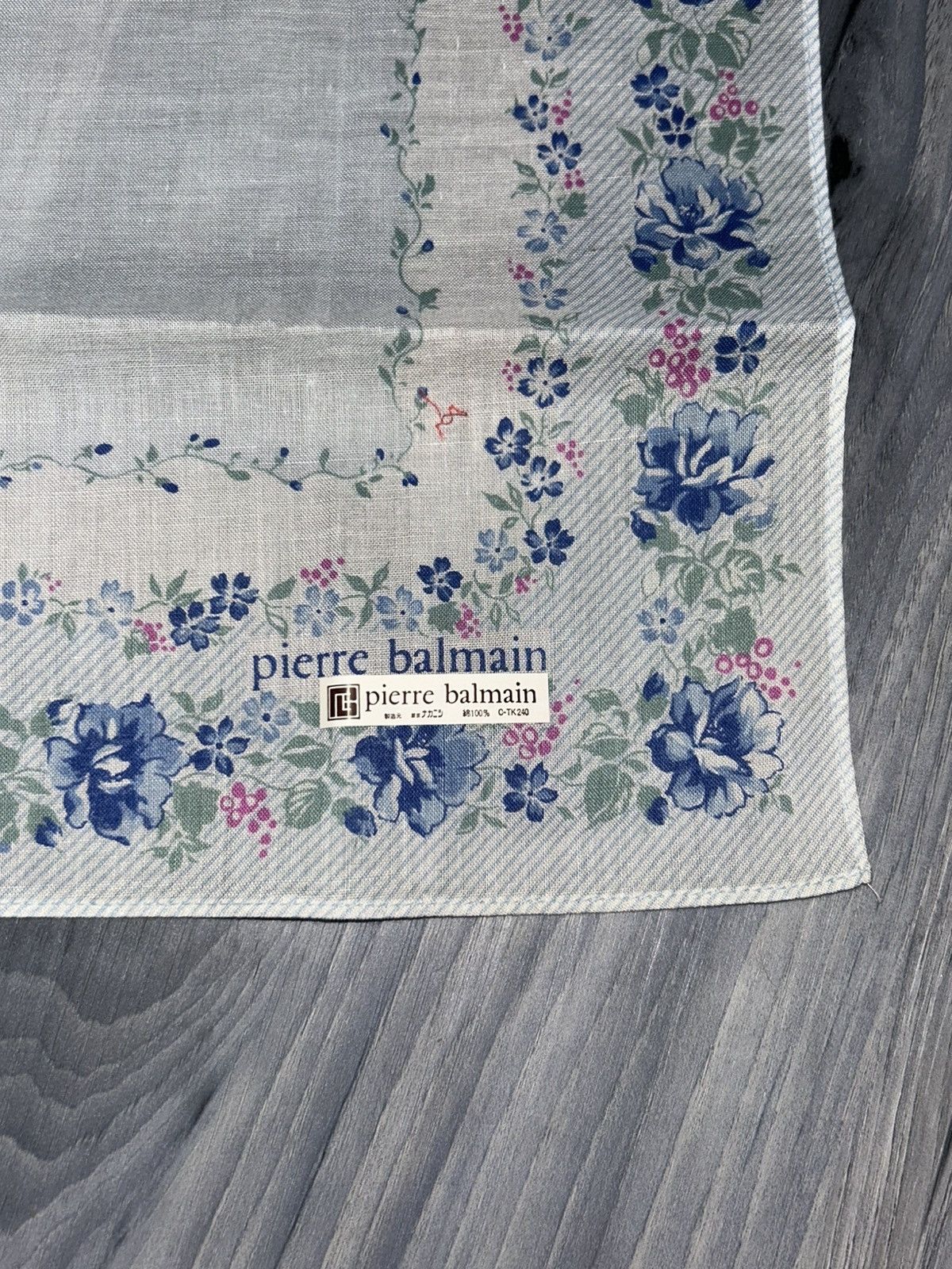 Pierre Balmain Pierre Balmain Blue & Pink Floral Cotton Handkerchief Size ONE SIZE - 3 Thumbnail