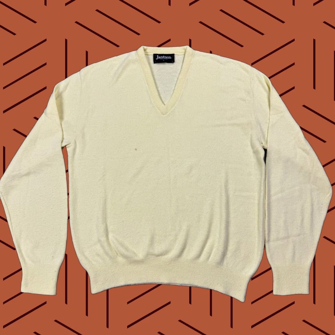Jantzen VINTAGE JANTZEN 90s V-NECK PULLOVER SWEATER MENS BUTTER YELLOW SIZE LARGE Size US L / EU 52-54 / 3 - 1 Thumbnail