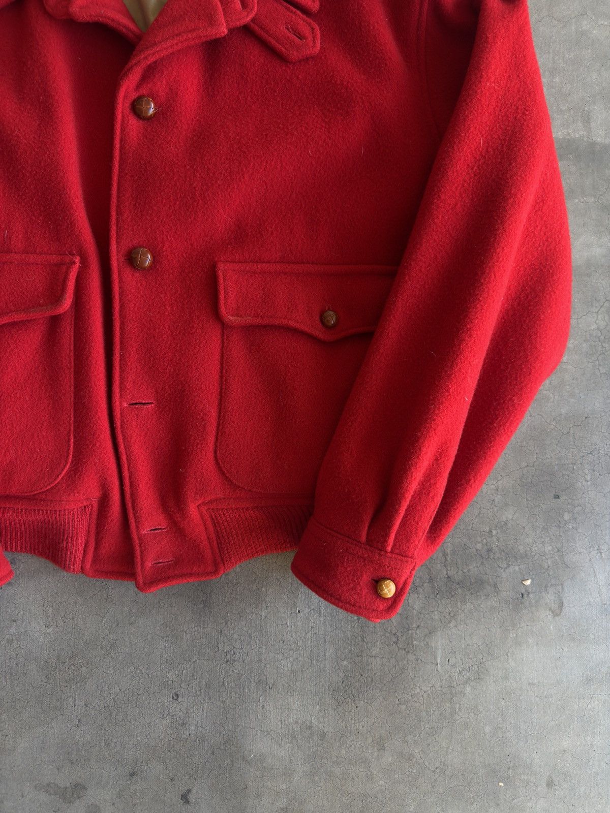 Polo Ralph Lauren Polo By Ralph Lauren 90's Red Melton Wool Bomber Size US XL / EU 56 / 4 - 3 Thumbnail