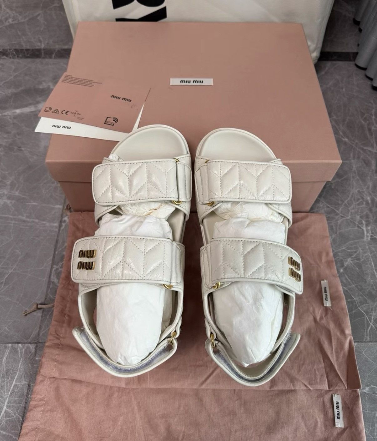 Miu Miu Miu Miu White Velcro Sandals Beach Slides K6 Size US 6 / IT 36 - 8 Thumbnail