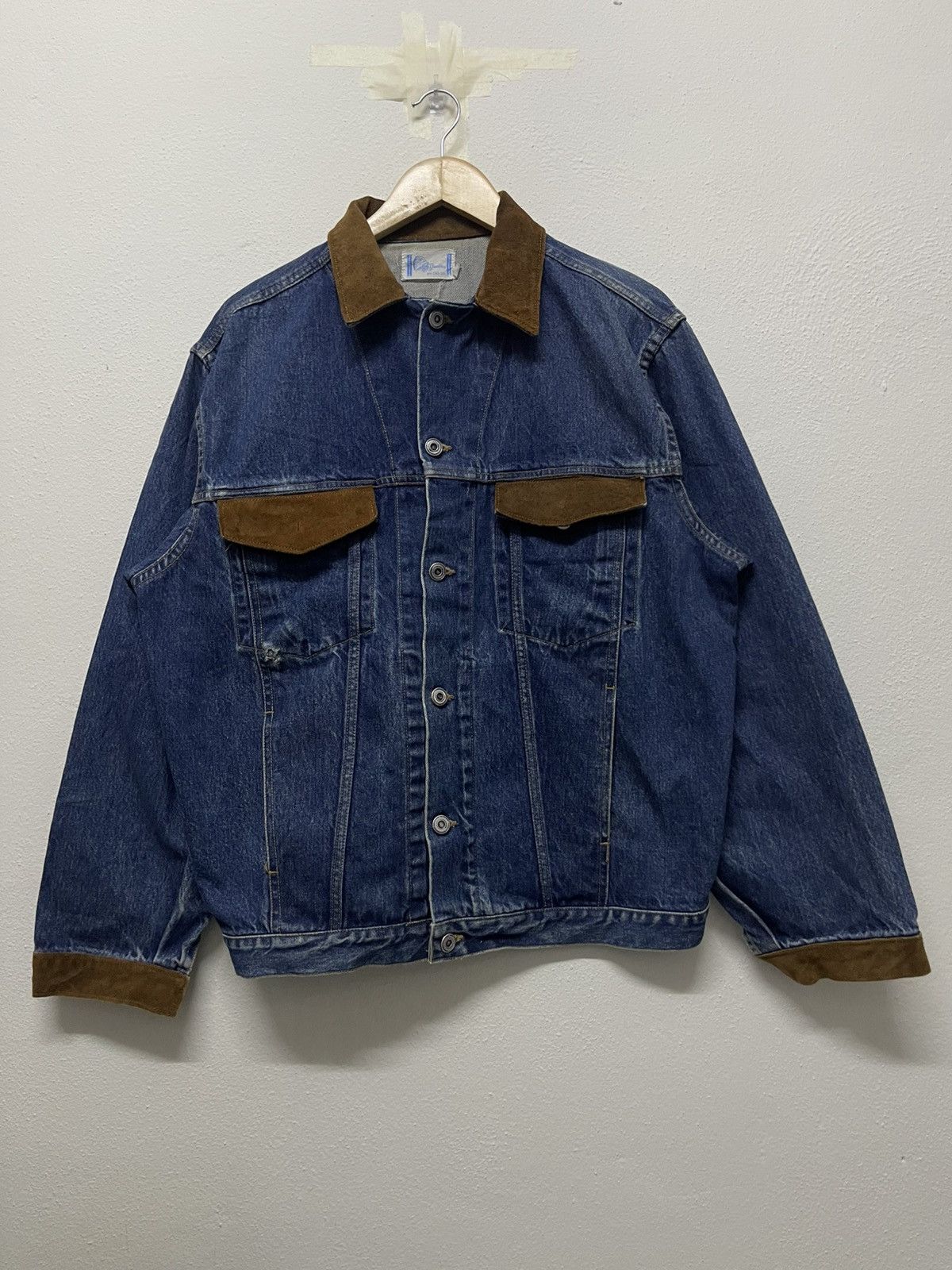 20471120 × Japanese Brand VINTAGE MR CHAMBRAY DENIM MIX LEATHER JACKET NAVAJO NATIVE Size US L / EU 52-54 / 3 - 2 Thumbnail