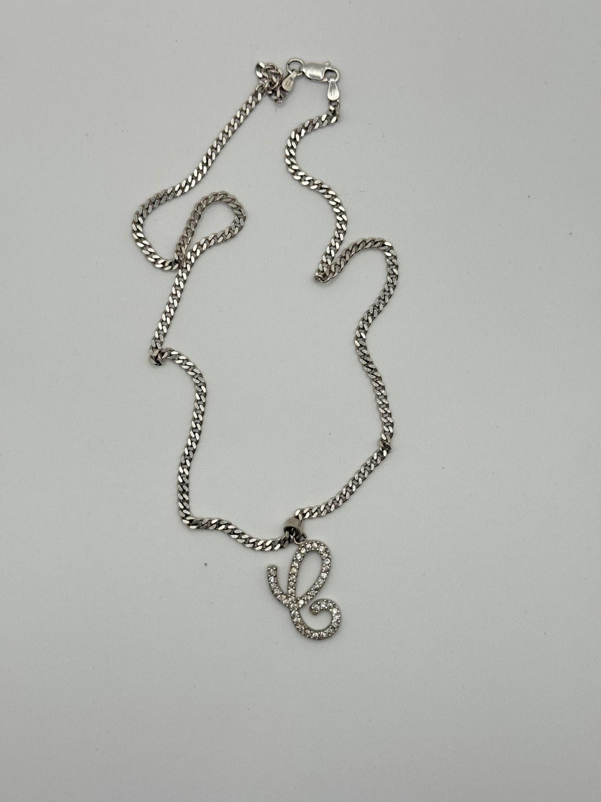 Designer 2010's CZ "C" Sterling Silver Pendant Necklace Size ONE SIZE - 2 Thumbnail