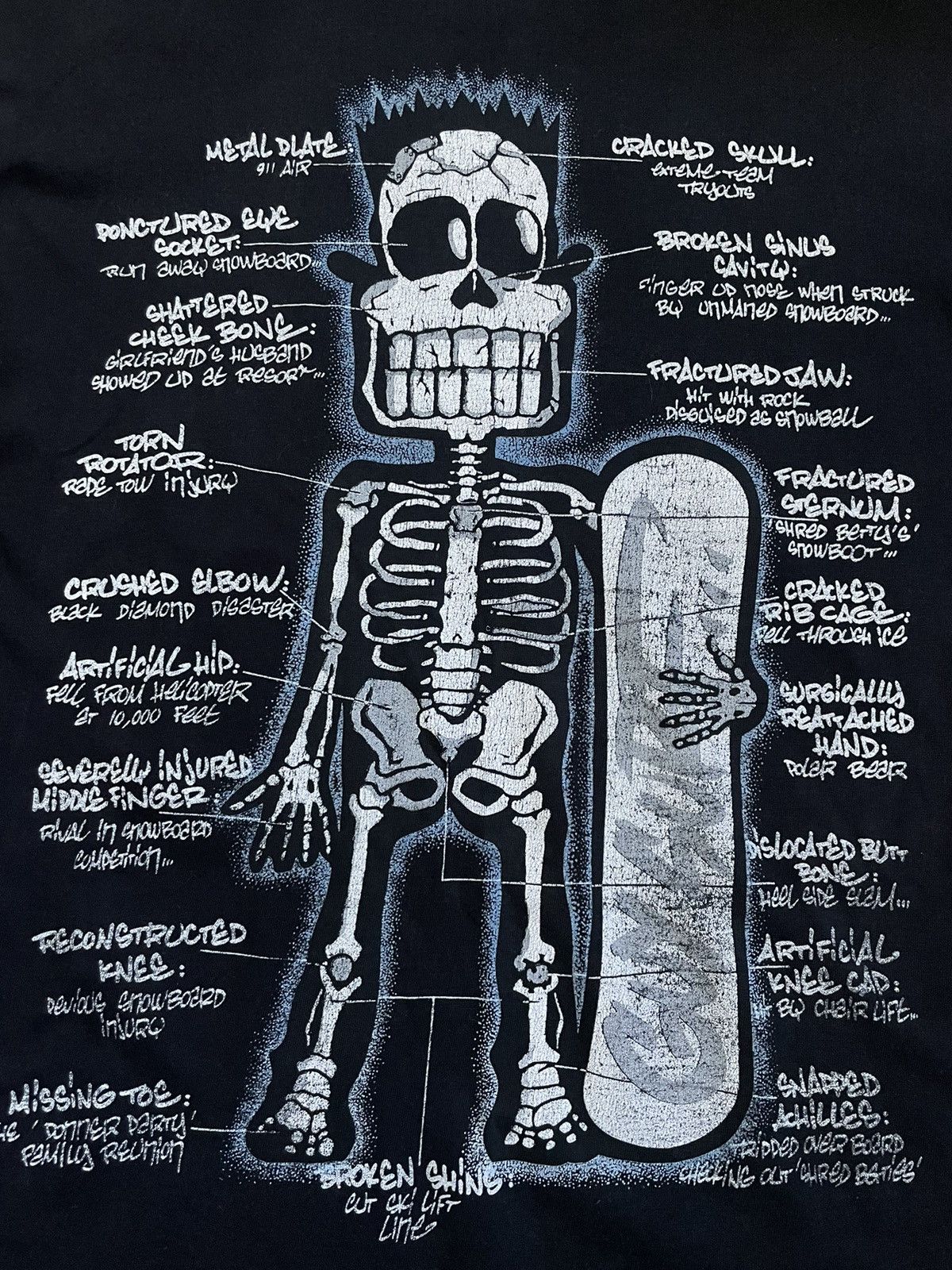 Vintage Vintage 90’s Bart Simpson X-RAY Skeleton Skateboard Long Tee Size US XL / EU 56 / 4 - 5 Thumbnail