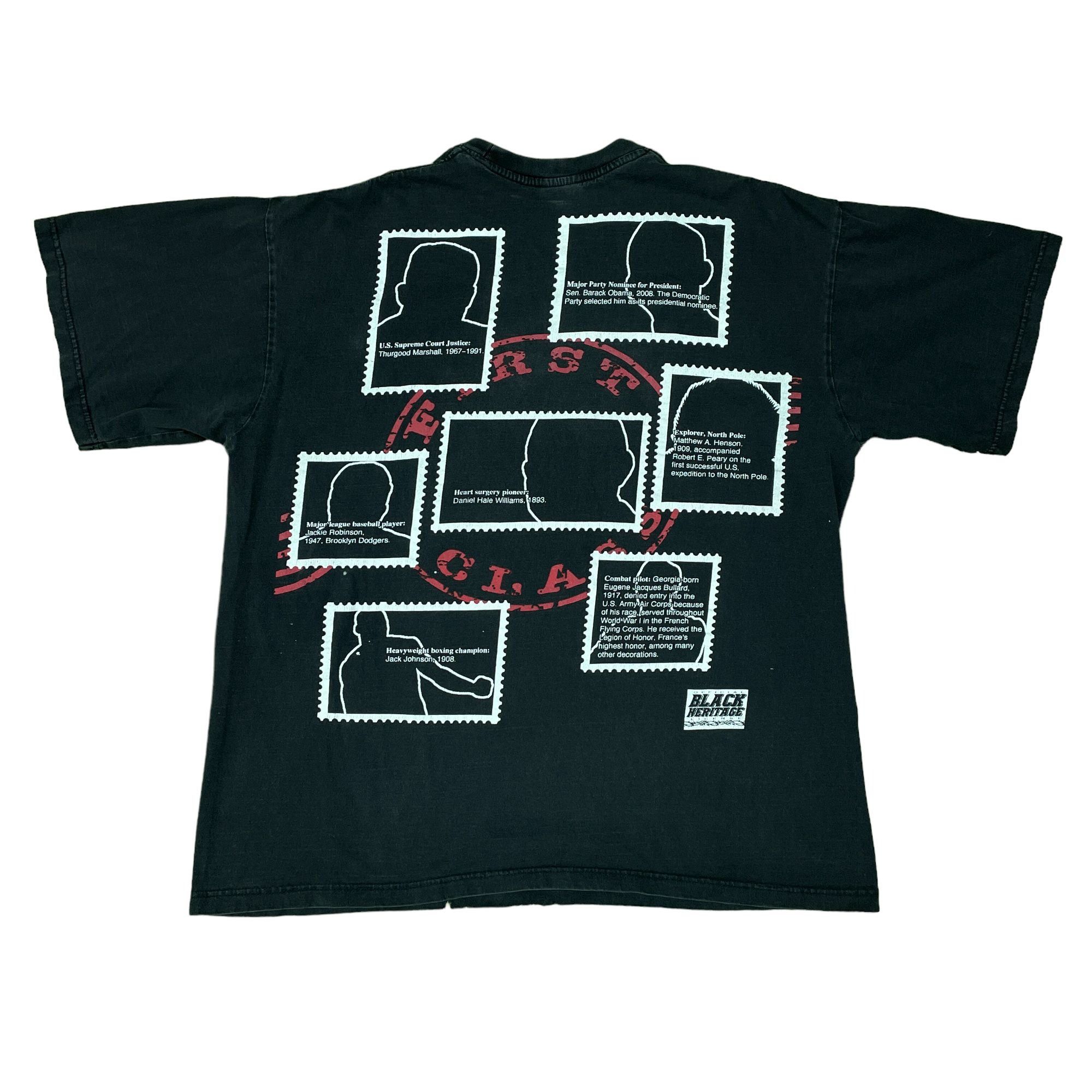 Vintage Phat Doc Black History Stamps All Over Print Black T-Shirt Size US XXL / EU 58 / 5 - 3 Thumbnail
