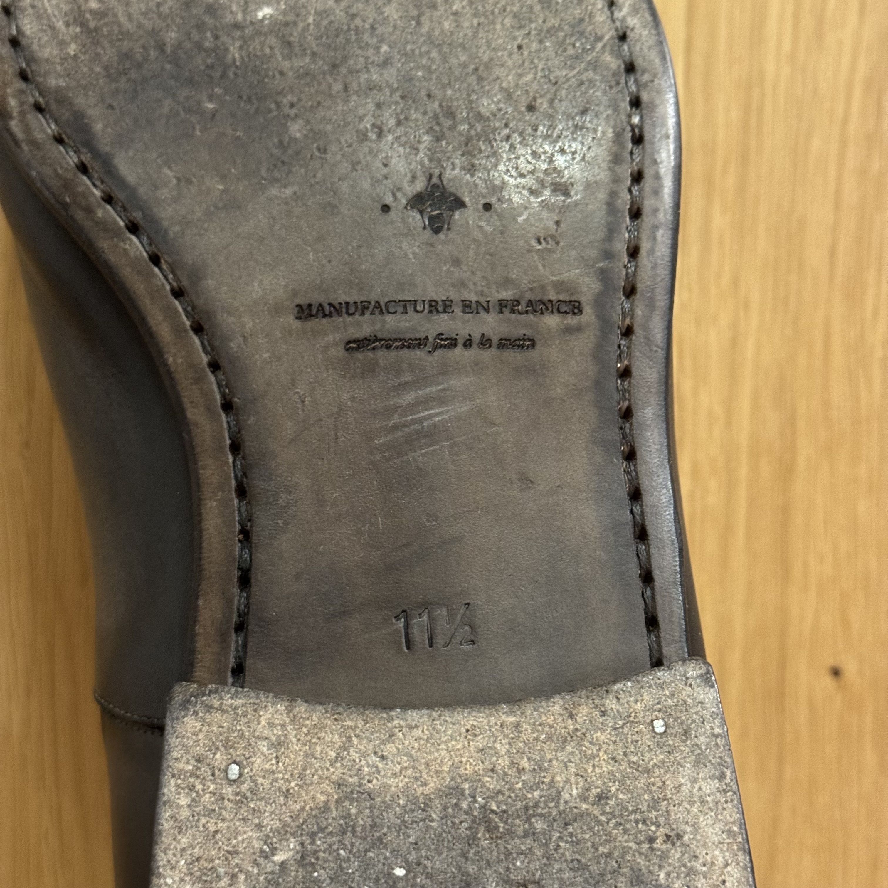 Caulincourt Paris Mens Gray Ombré Leather Loafers, US 11.5