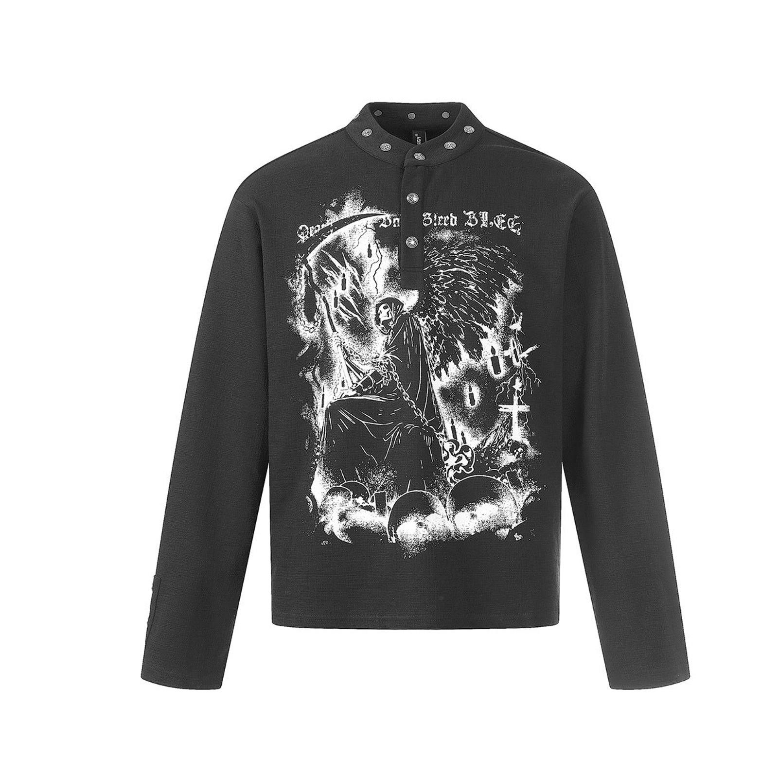 Other Black Graphic Print Long Sleeve Gothic Shirt Size M / US 6-8 / IT 42-44 - 1 Thumbnail