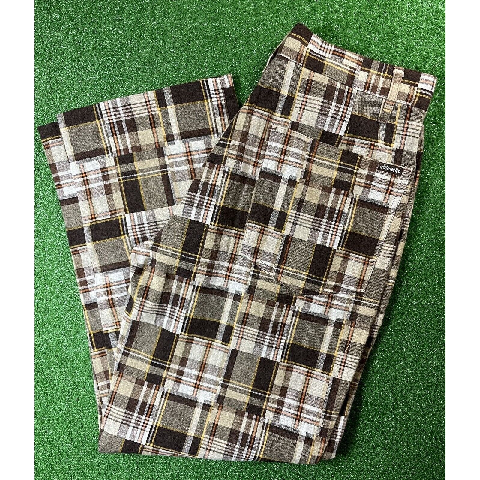 Vintage Vintage 70s Brown Plaid Patchwork Large 34 Pants Slacks USA Size US 34 / EU 50 - 1 Thumbnail