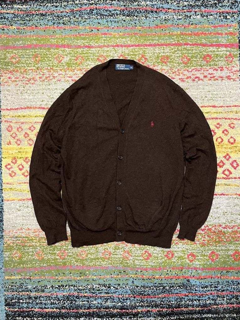 Polo Ralph Lauren × Vintage Vintage Polo Ralph Lauren Brown Cardigan Wool Sweater XL Size US XL / EU 56 / 4 - 1 Thumbnail