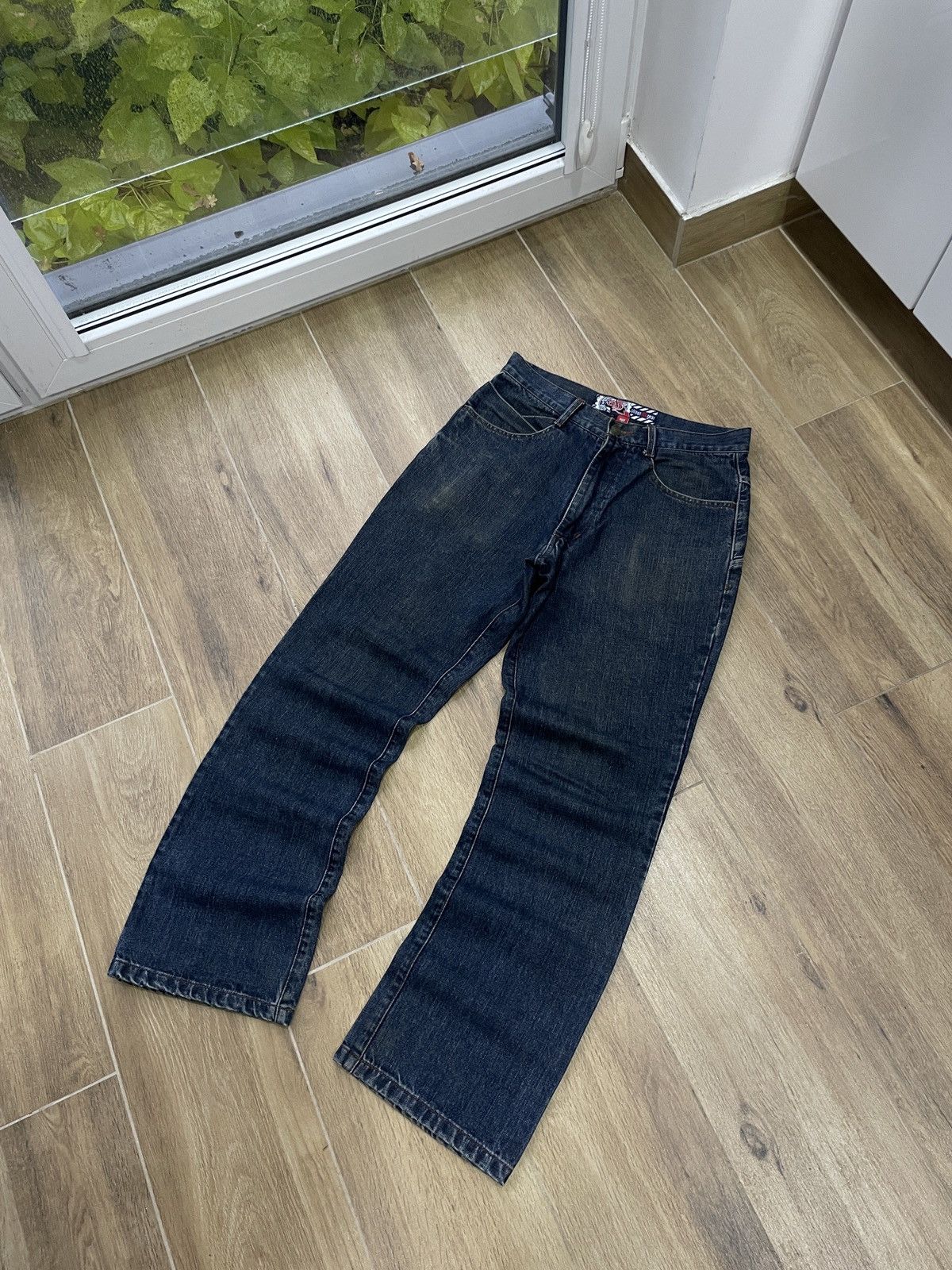 Vintage Vintage Baggy Jeans Flared Avant Garde Y2K Rap Washed Japan Size US 32 / EU 48 - 2 Thumbnail
