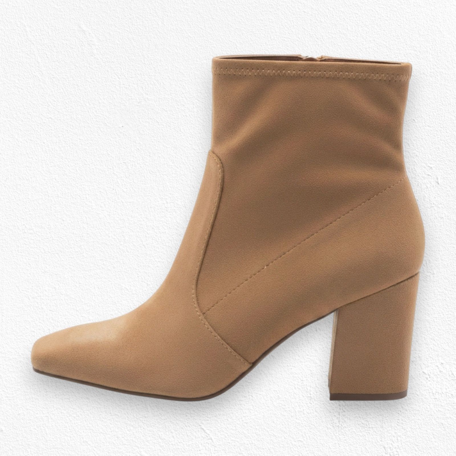 Other Tan Faux Suede Block Heel Ankle Booties Size 8.5 NIB Size US 8.5 / IT 38.5 - 1 Thumbnail