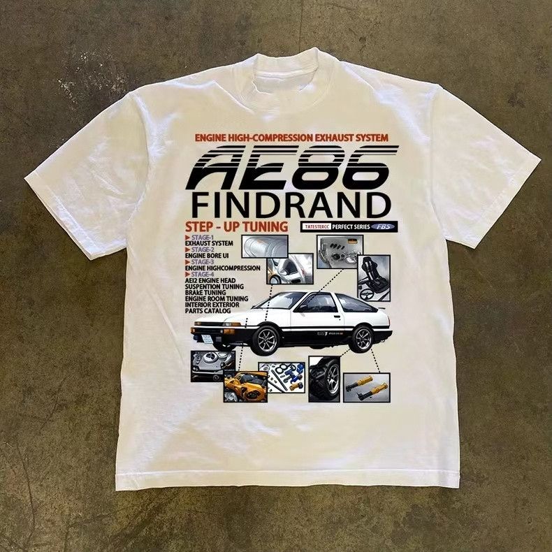 Vintage White washed retro classic car print t-shirt Size US M / EU 48-50 / 2 - 1 Thumbnail