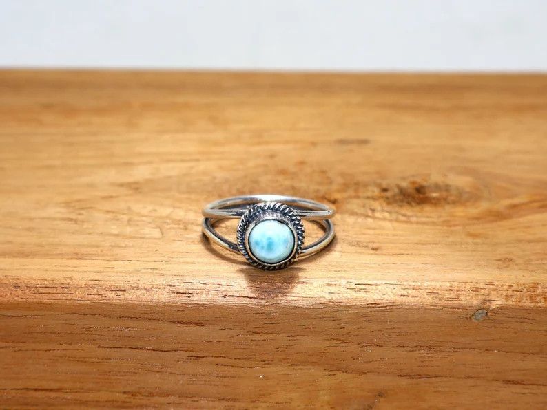 Handmade Handmade Larimar Sterling Silver Ring: February Birthstone Size ONE SIZE - 1 Thumbnail