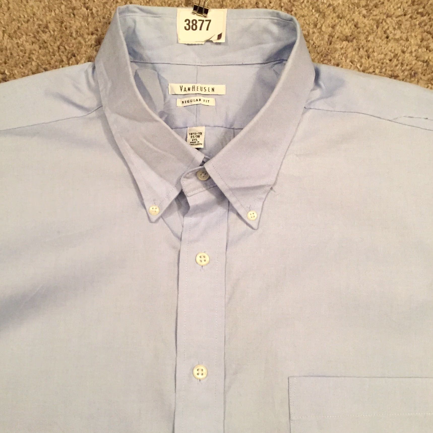 Van Heusen Van Heusen Shirt Mens 19 Blue Long Sleeve Button-Up Collar-Down Button Front Regular Cotton Blend Size US XXL / EU 58 / 5 - 2 Thumbnail
